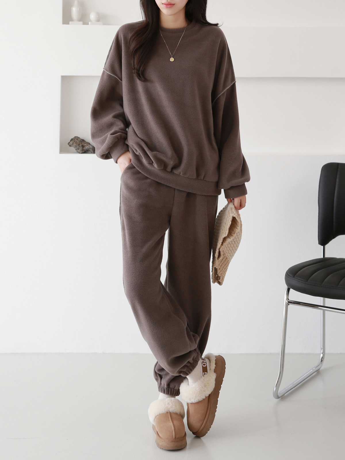 両起毛ステッチルーズスウェット&ジョガーパンツSET | 詳細画像3