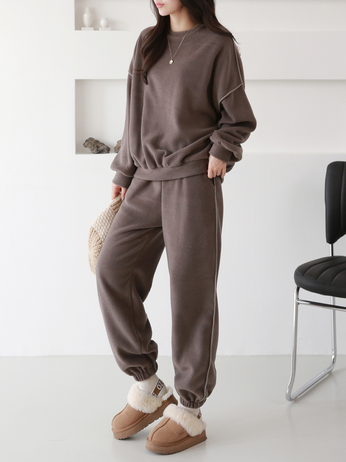 両起毛ステッチルーズスウェット&ジョガーパンツSET | 詳細画像4