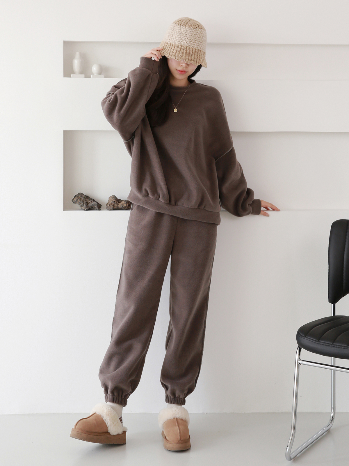 両起毛ステッチルーズスウェット&ジョガーパンツSET | 詳細画像7