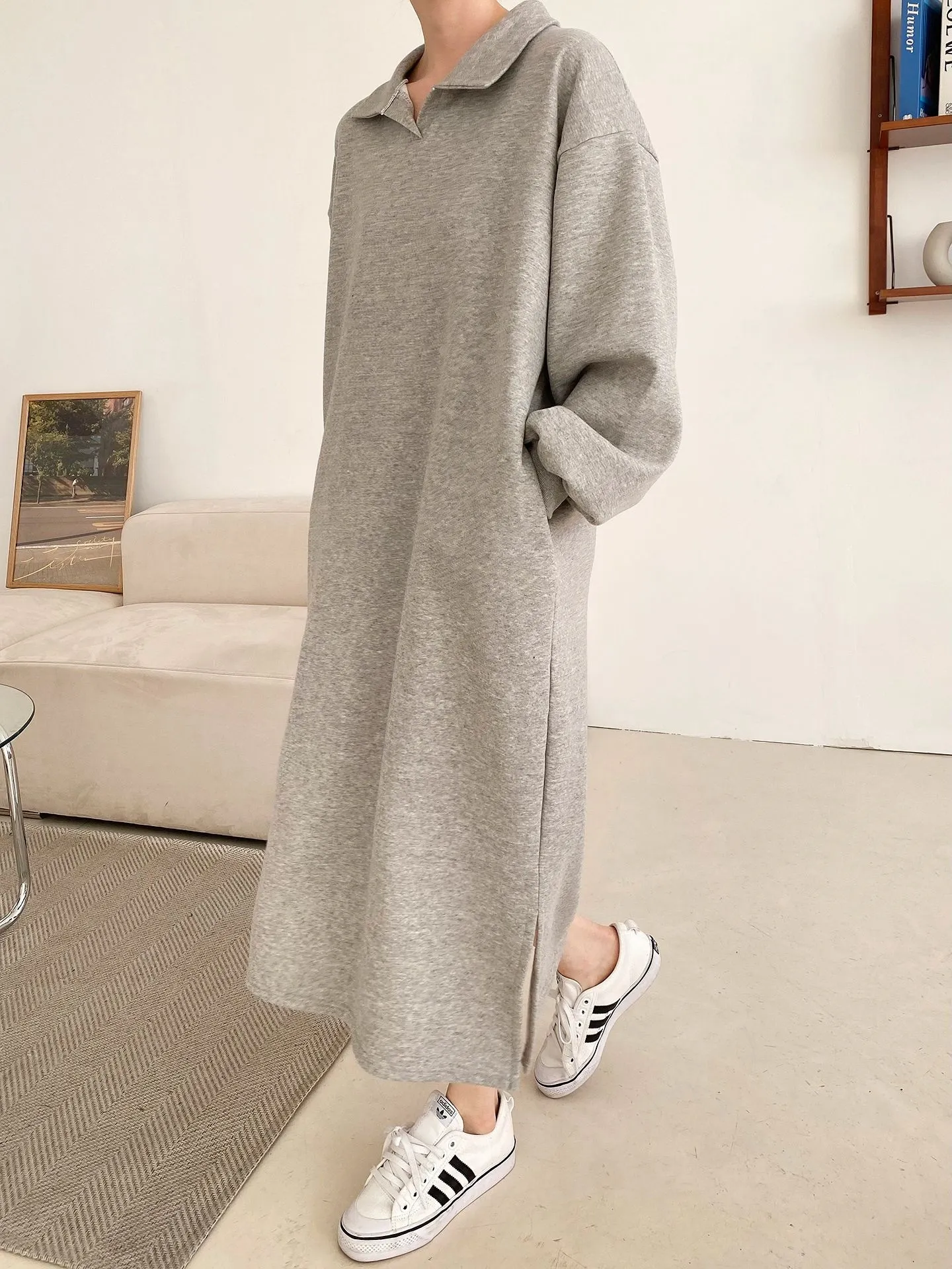 裏起毛スキッパースリットスウェットワンピース | 詳細画像1