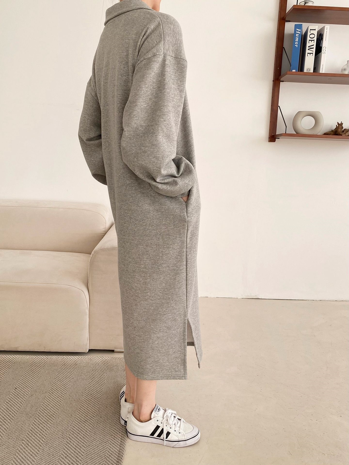 裏起毛スキッパースリットスウェットワンピース | 詳細画像5