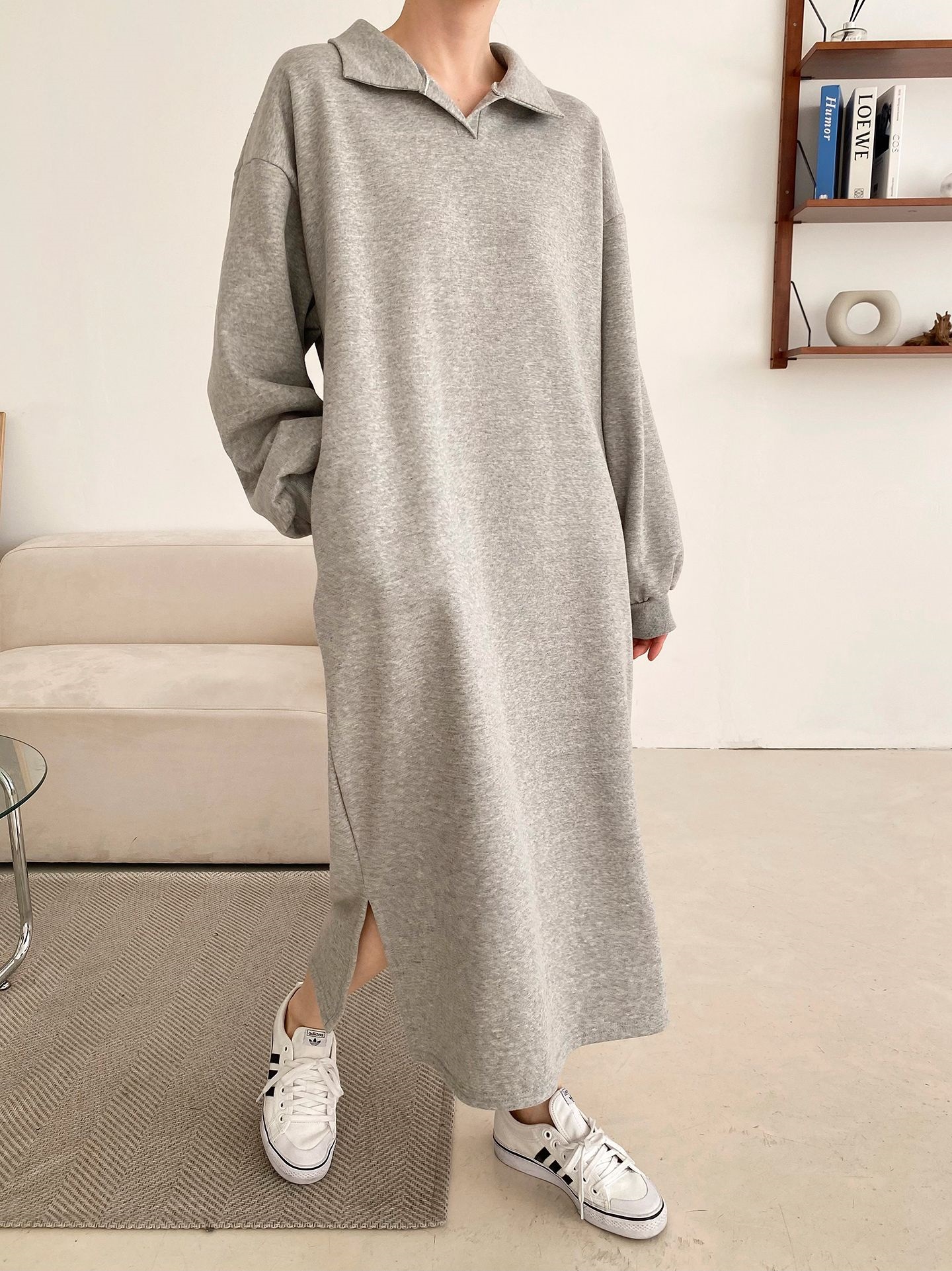 裏起毛スキッパースリットスウェットワンピース | 詳細画像13