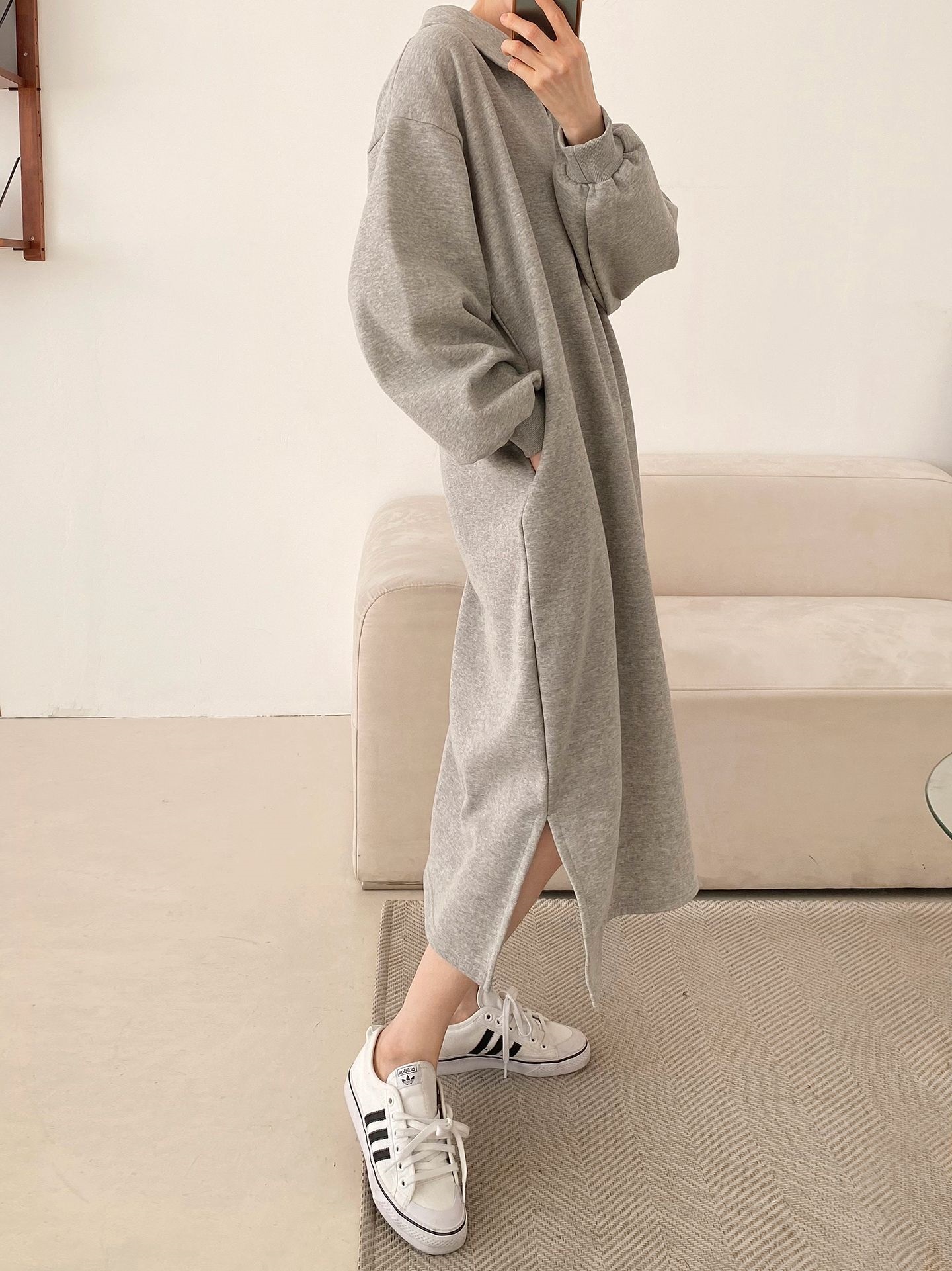 裏起毛スキッパースリットスウェットワンピース | 詳細画像14