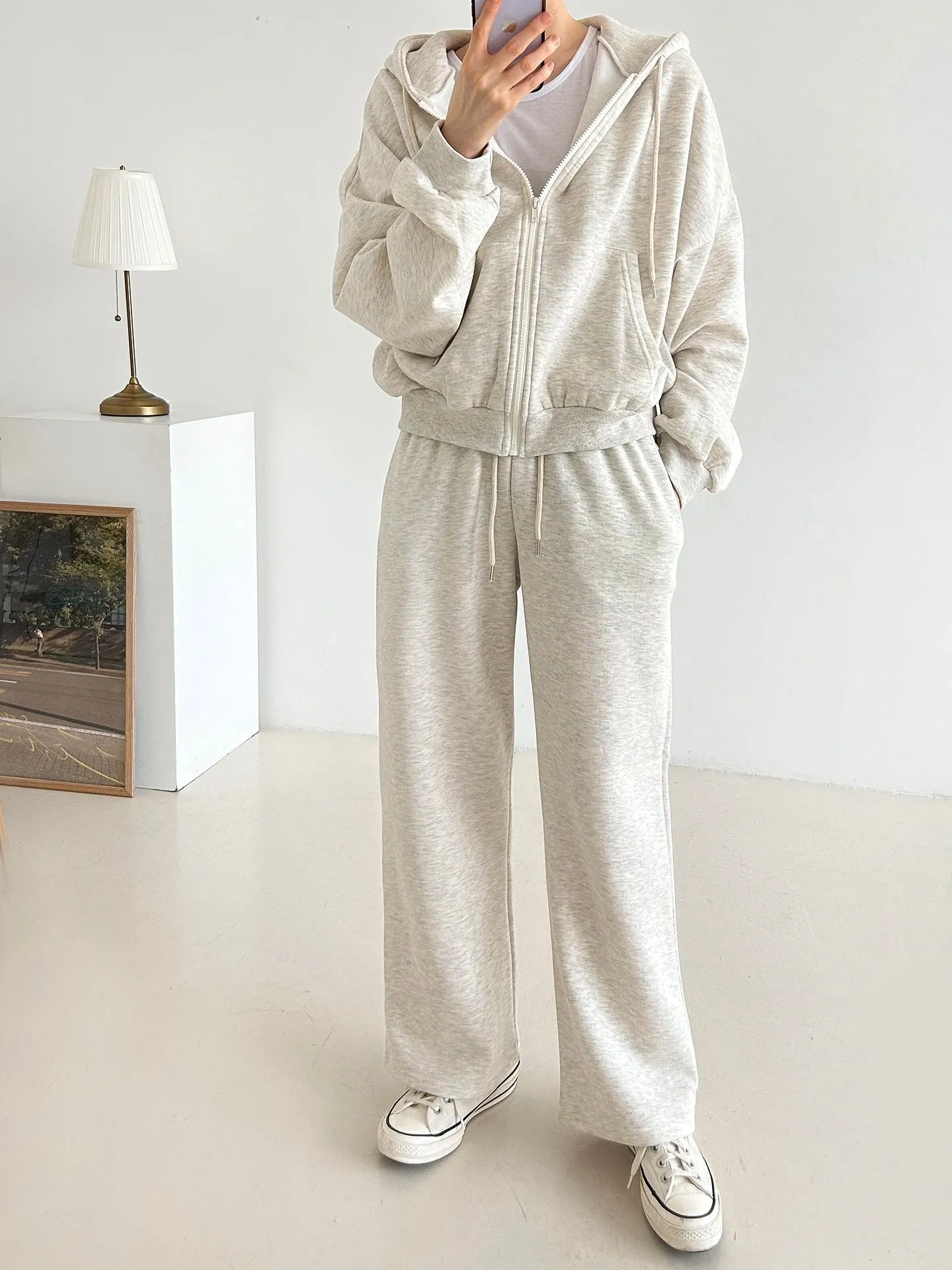 裏起毛マフポケドロストジップパーカー&パンツSET | 詳細画像1