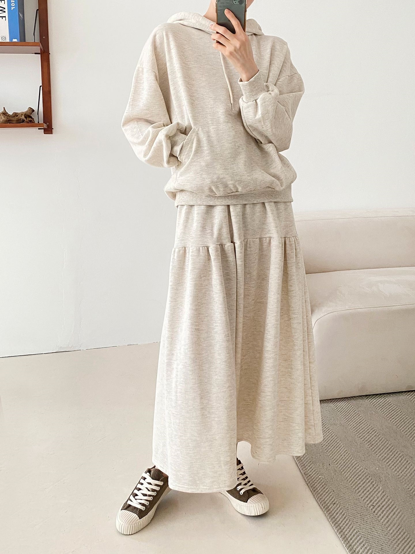 裏起毛マフポケットパーカー&フレアスカートSET | 詳細画像7