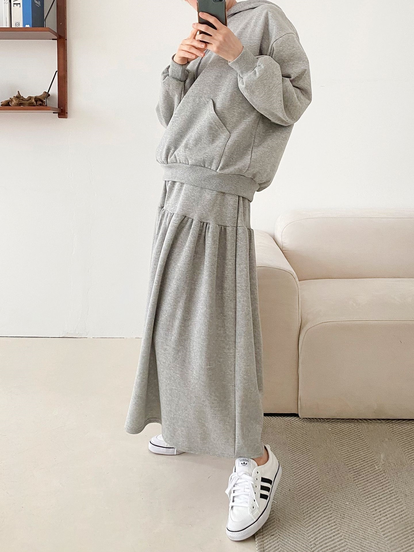 裏起毛マフポケットパーカー&フレアスカートSET | 詳細画像17