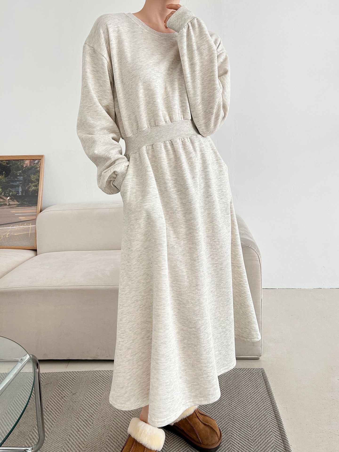 裏起毛フレアスウェットワンピース | 詳細画像4