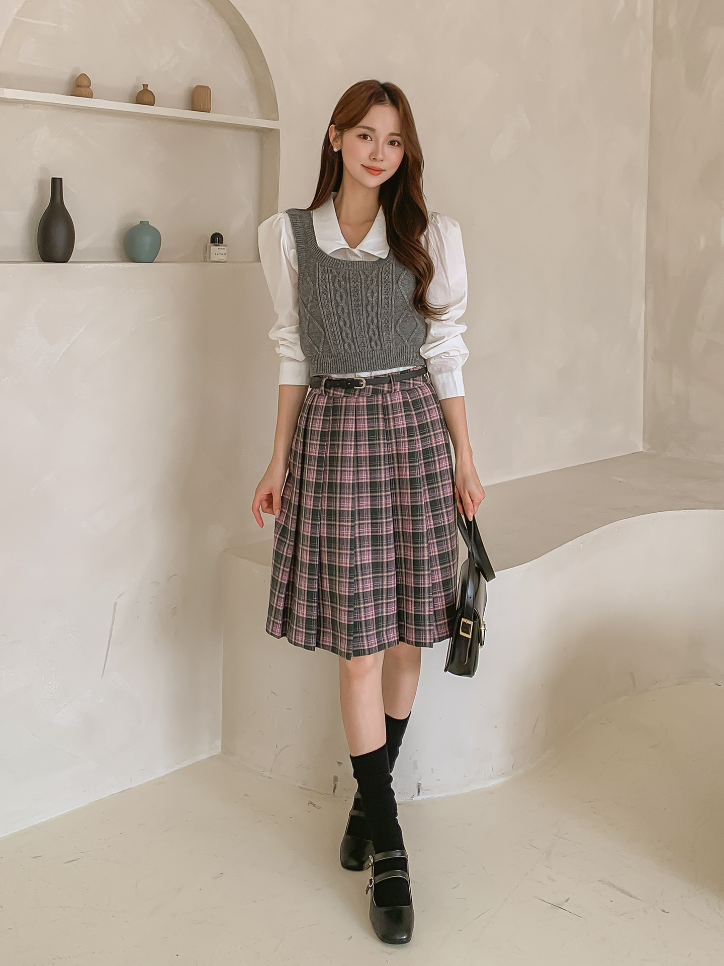 ベルト付チェックプリーツミディスカート | 詳細画像5