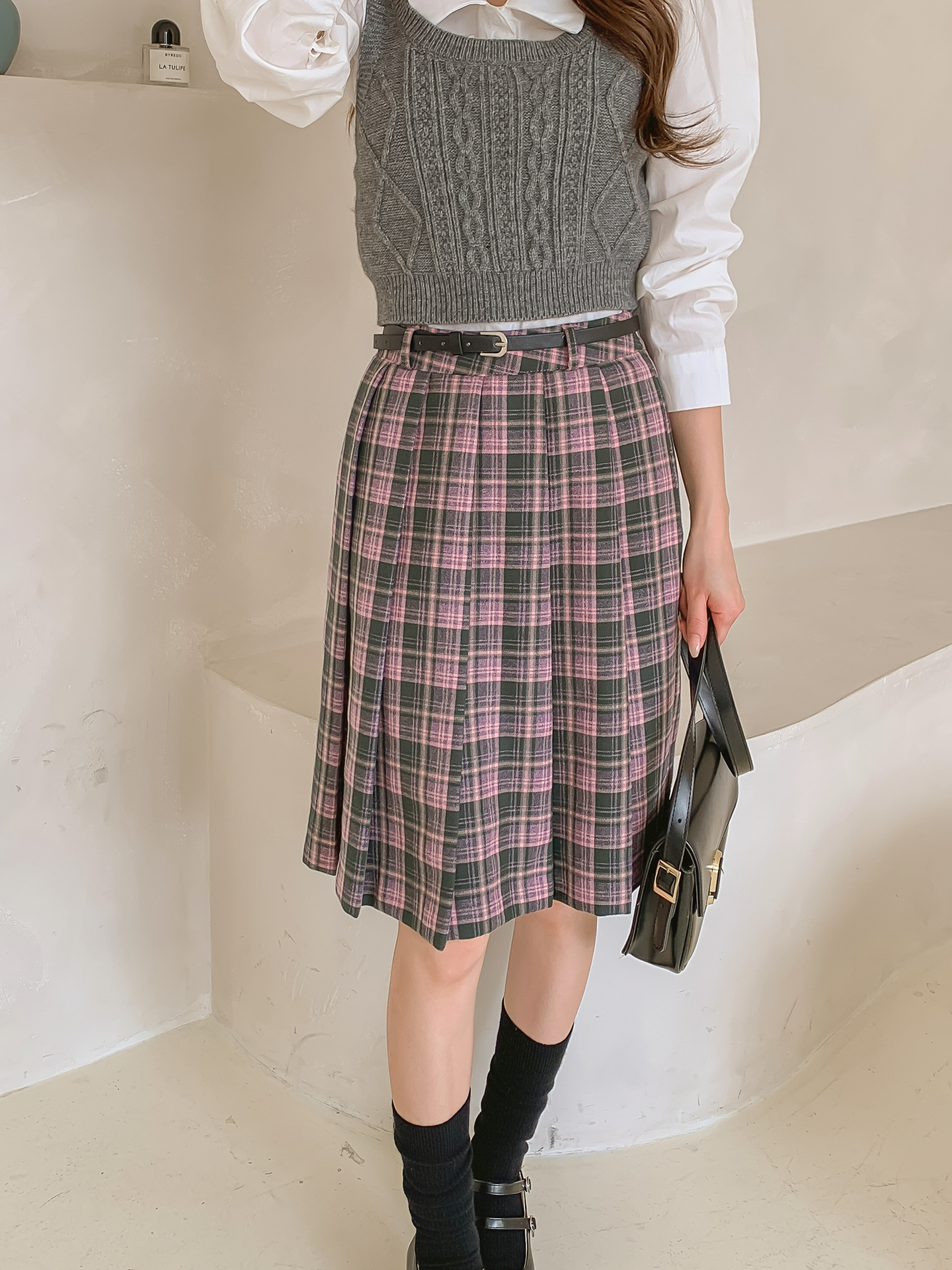 ベルト付チェックプリーツミディスカート | 詳細画像6
