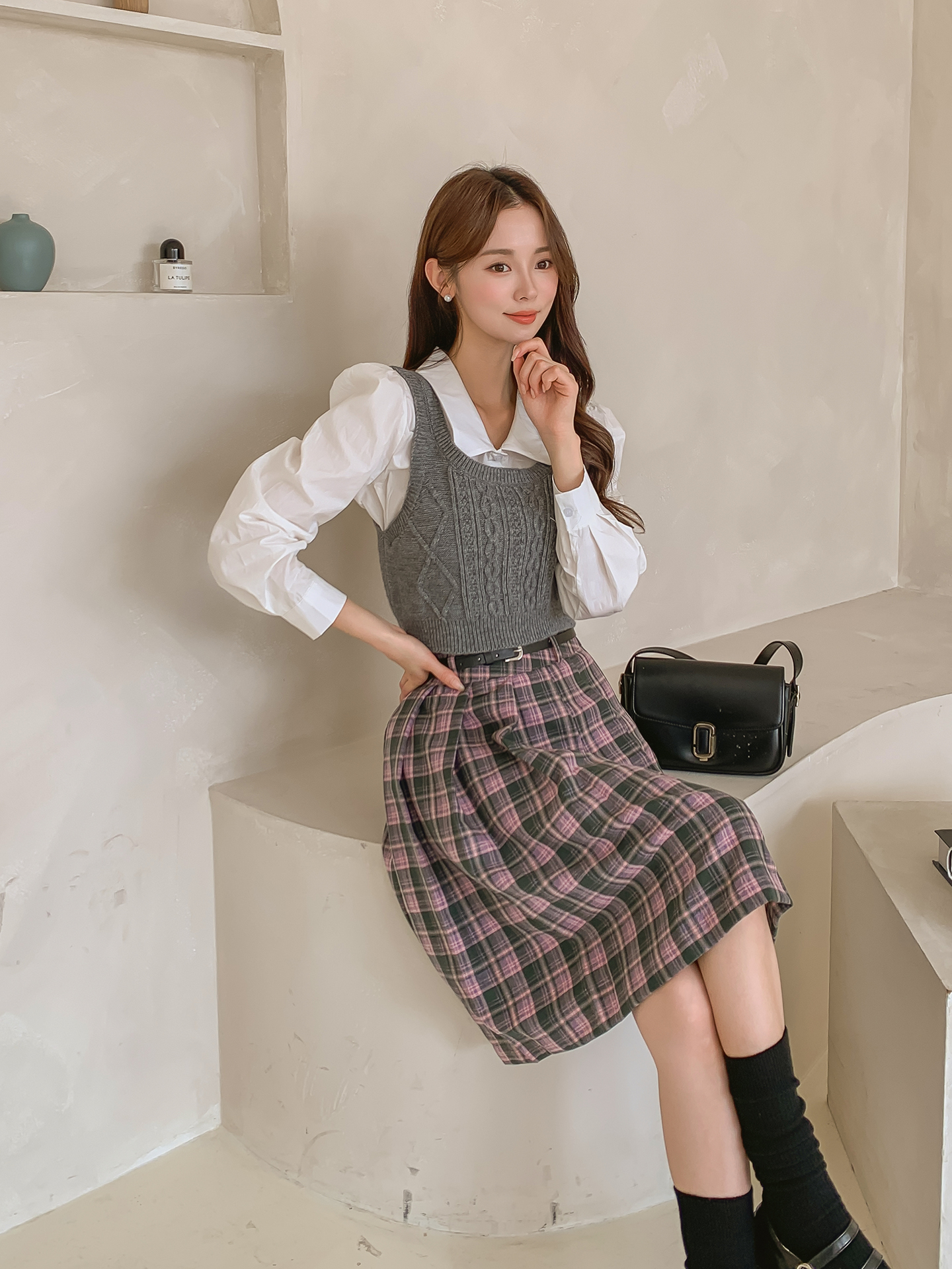 ベルト付チェックプリーツミディスカート | 詳細画像7