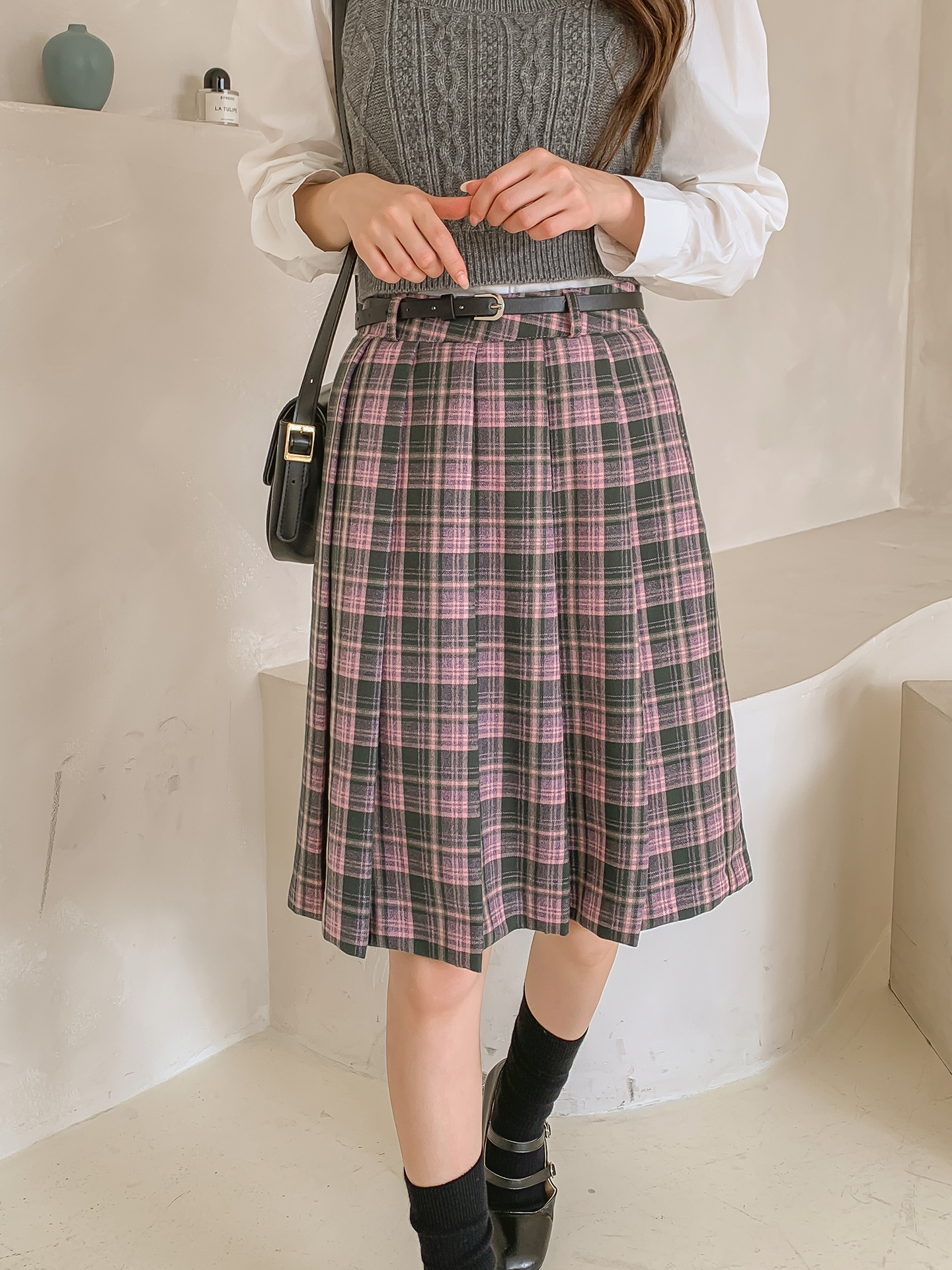 ベルト付チェックプリーツミディスカート | 詳細画像9