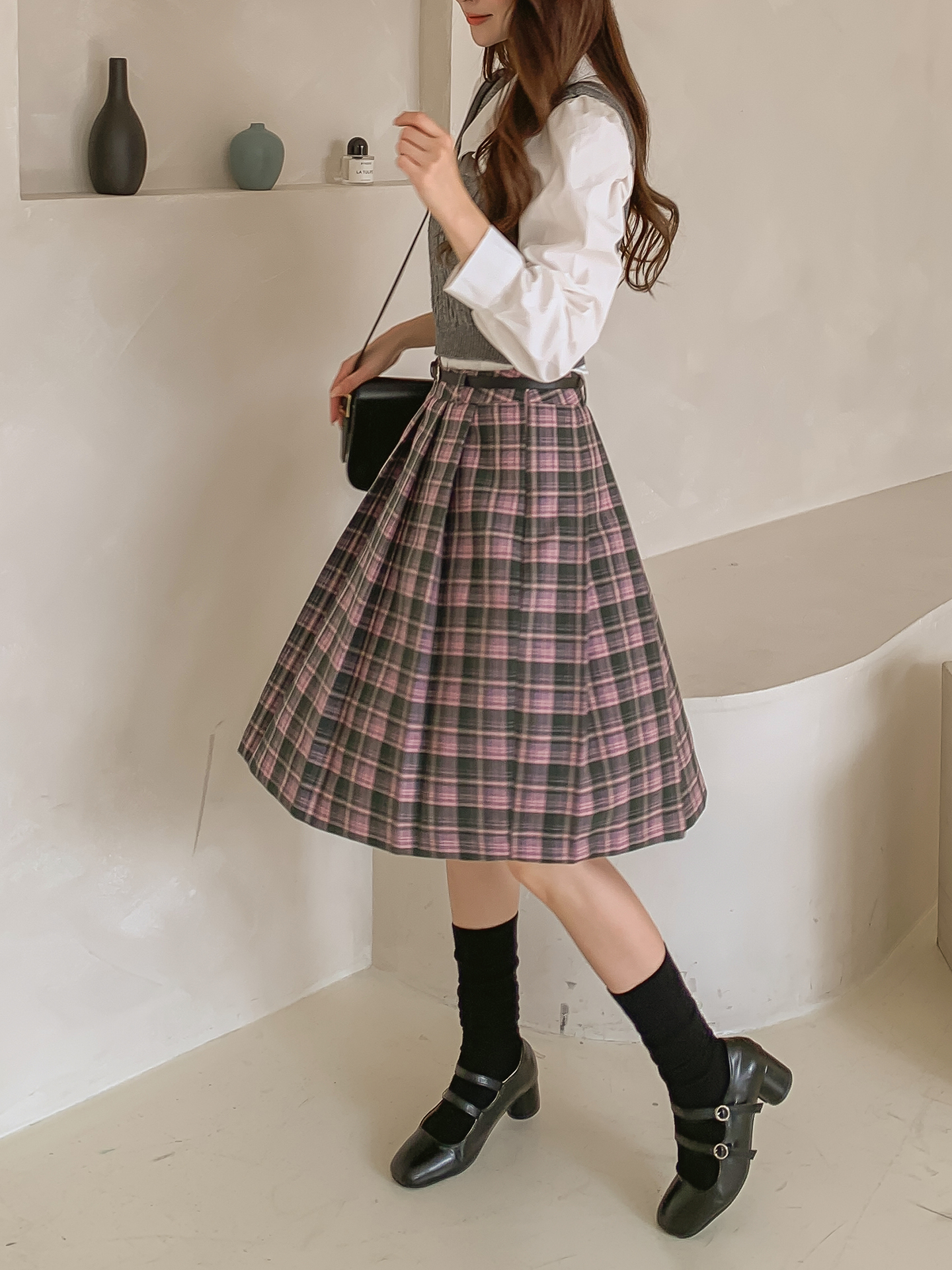 ベルト付チェックプリーツミディスカート | 詳細画像10