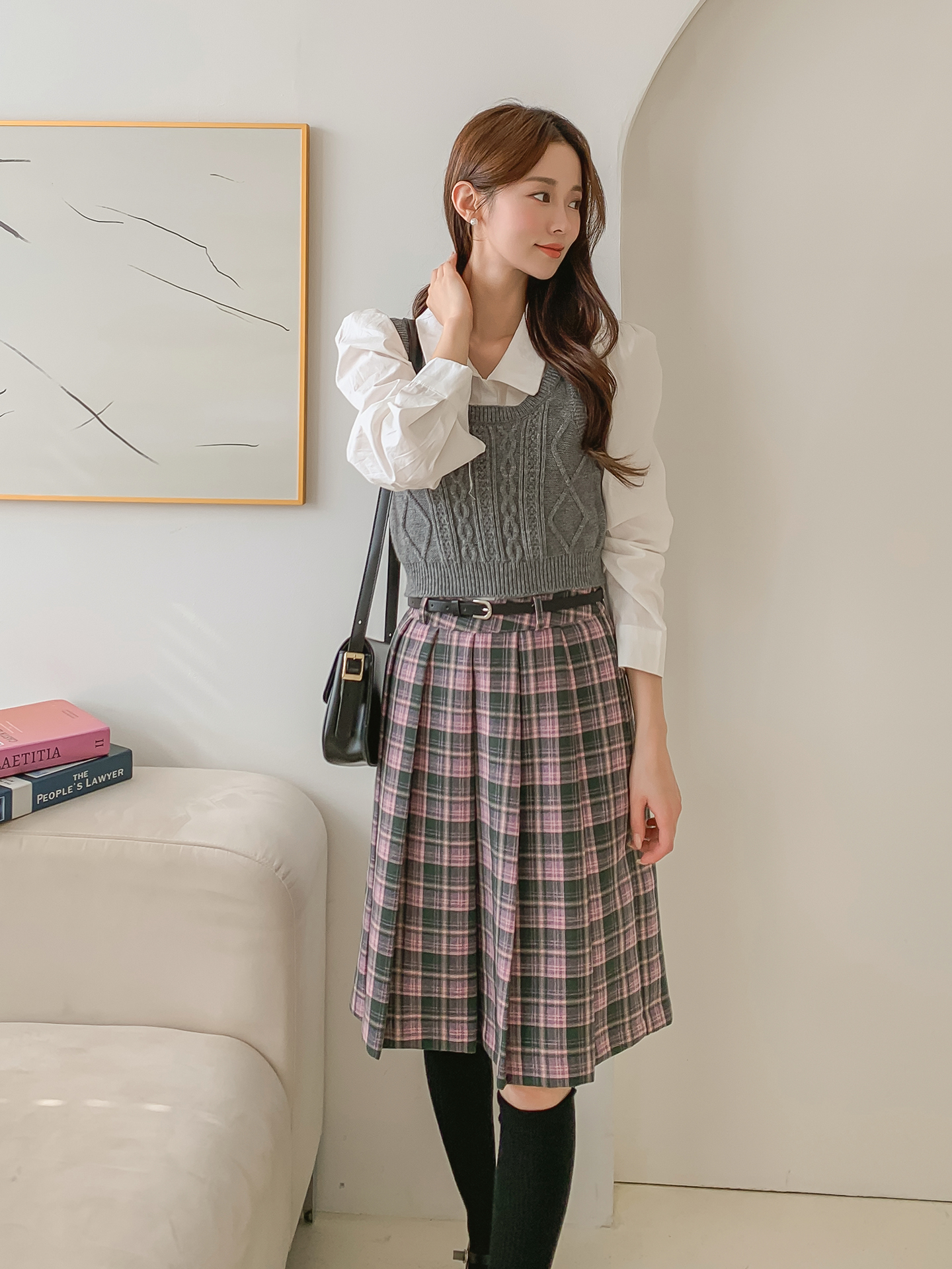 ベルト付チェックプリーツミディスカート | 詳細画像17