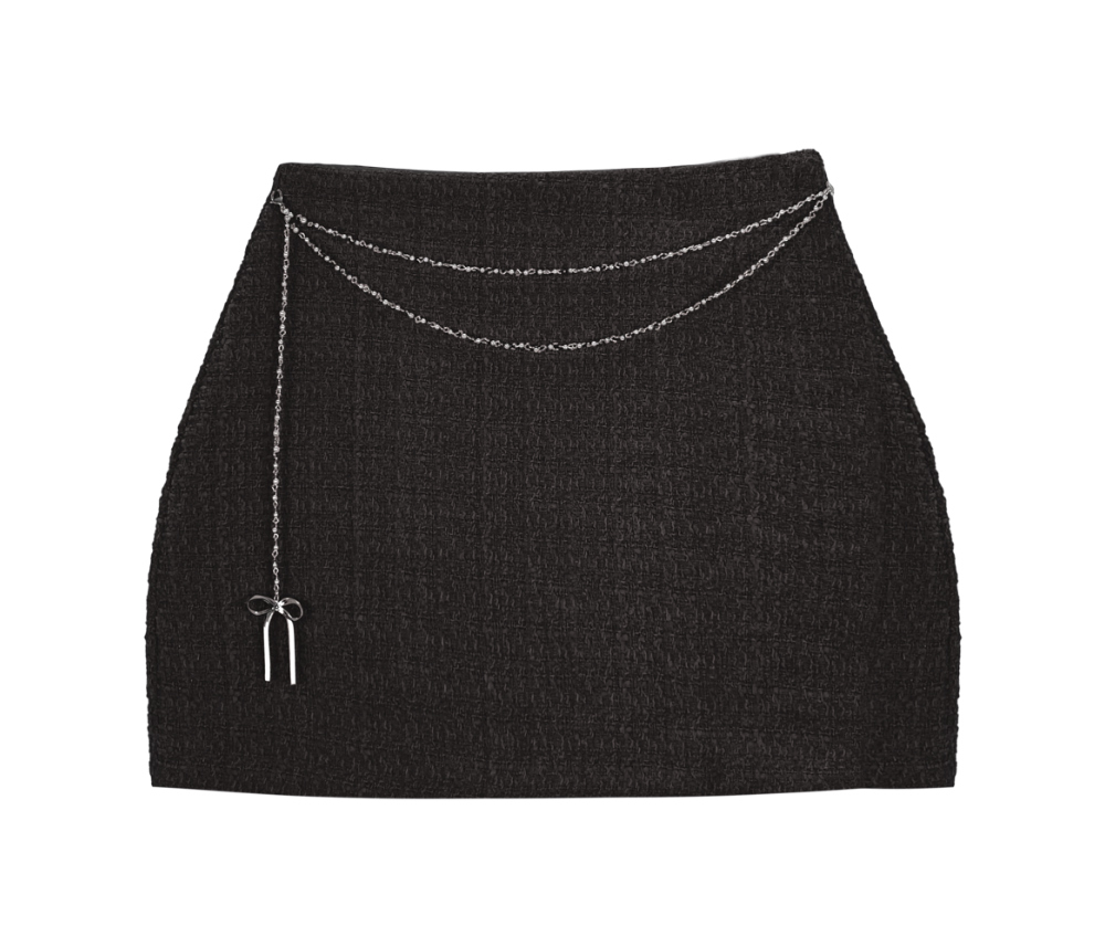 チャーム付パンツ裏地ウール混ツイードスカート | 詳細画像15