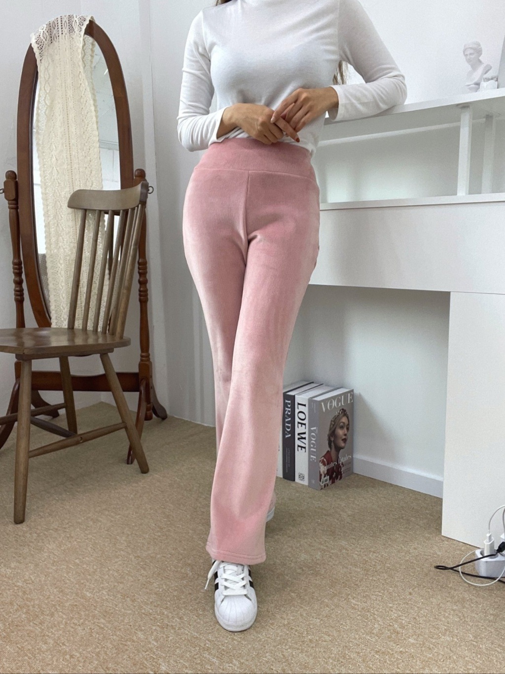 エコファー裏地ベロアリブフレアパンツ | 詳細画像12