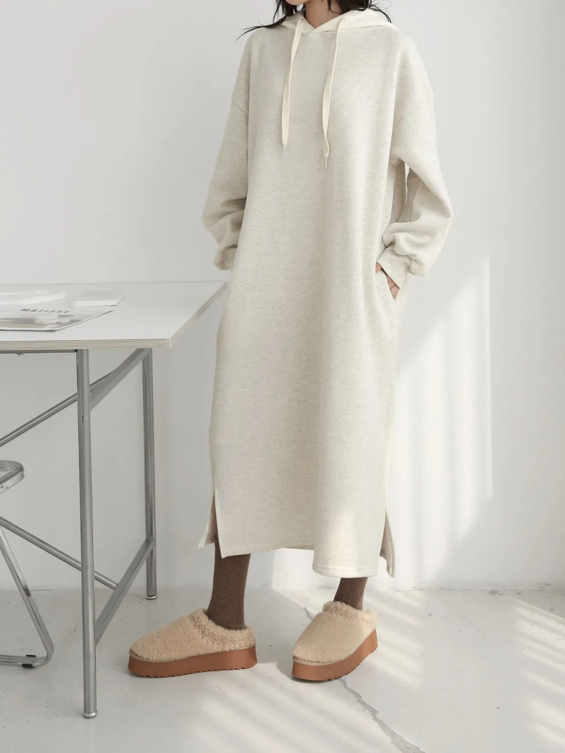 裏起毛配色フードスウェットワンピース | 詳細画像1