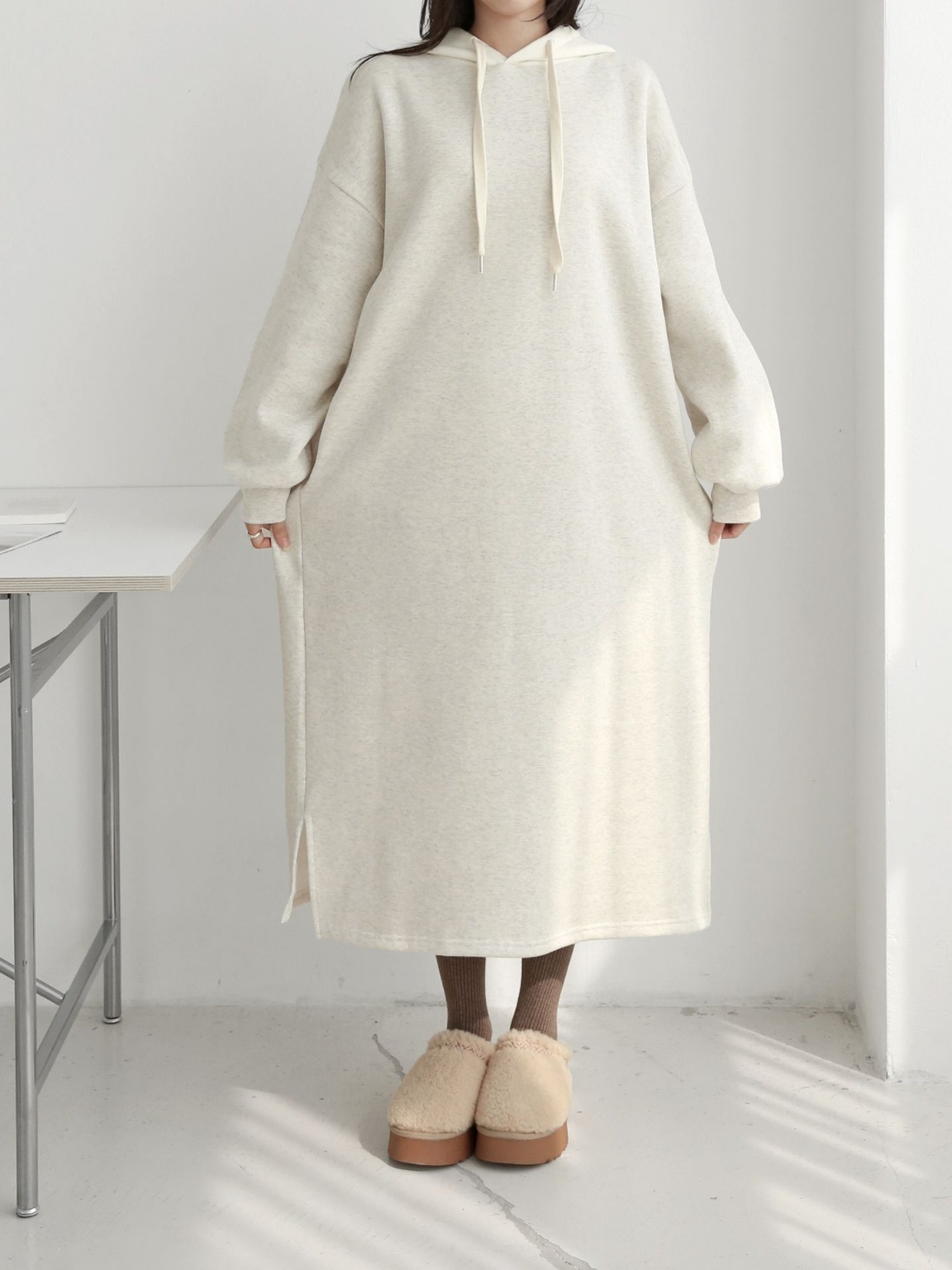 裏起毛配色フードスウェットワンピース | 詳細画像6