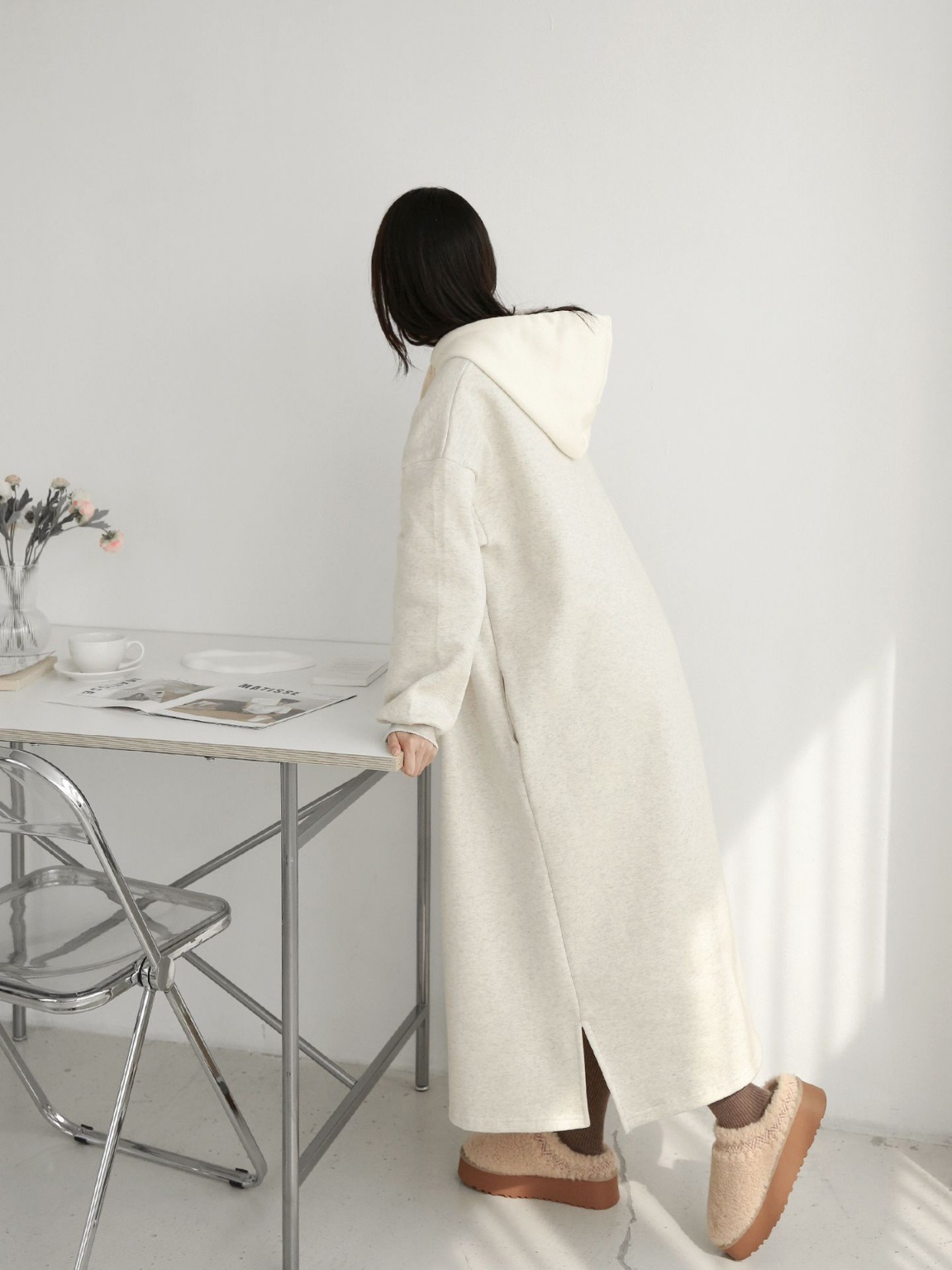 裏起毛配色フードスウェットワンピース | 詳細画像7