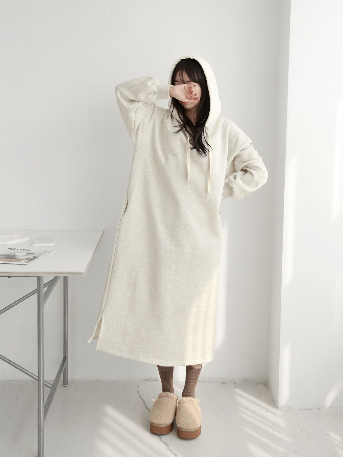 裏起毛配色フードスウェットワンピース | 詳細画像15