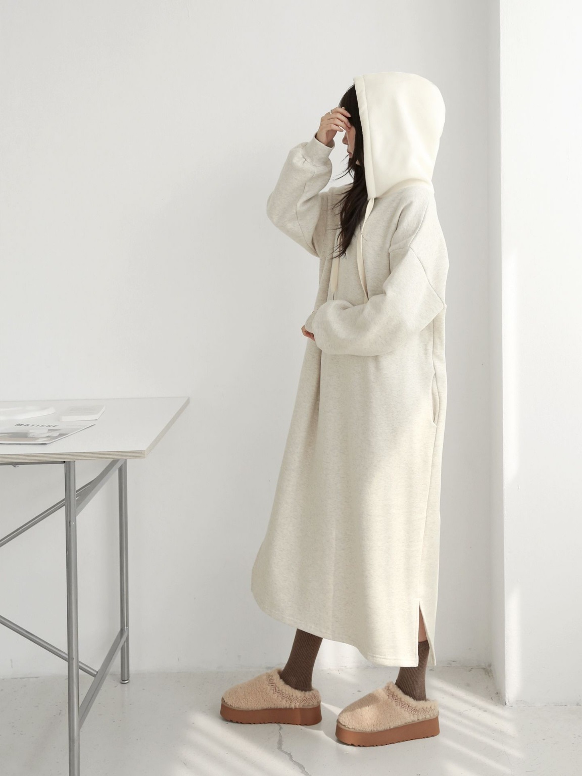 裏起毛配色フードスウェットワンピース | 詳細画像16