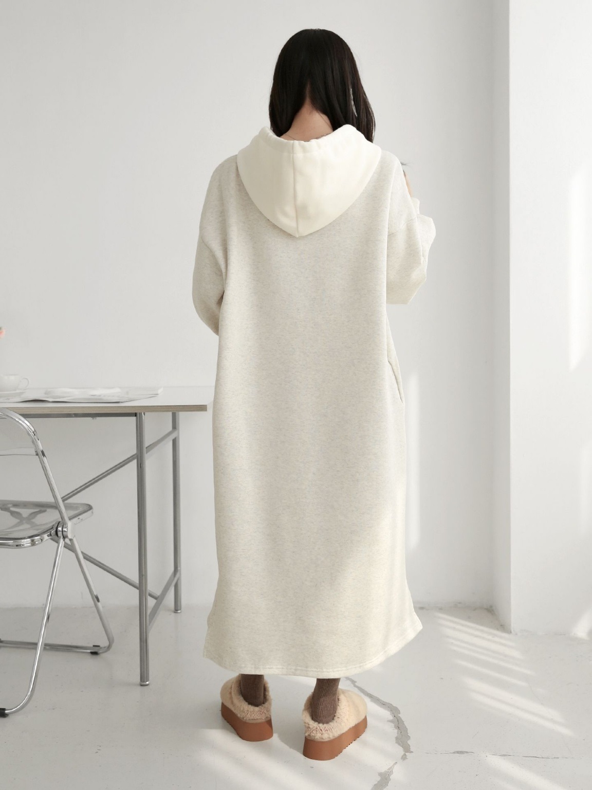 裏起毛配色フードスウェットワンピース | 詳細画像18