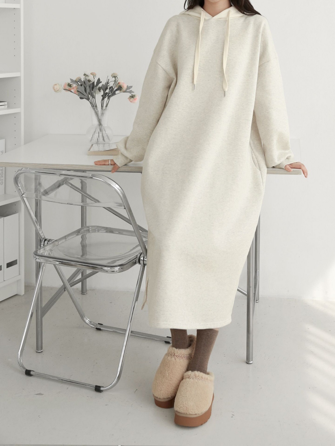 裏起毛配色フードスウェットワンピース | 詳細画像19