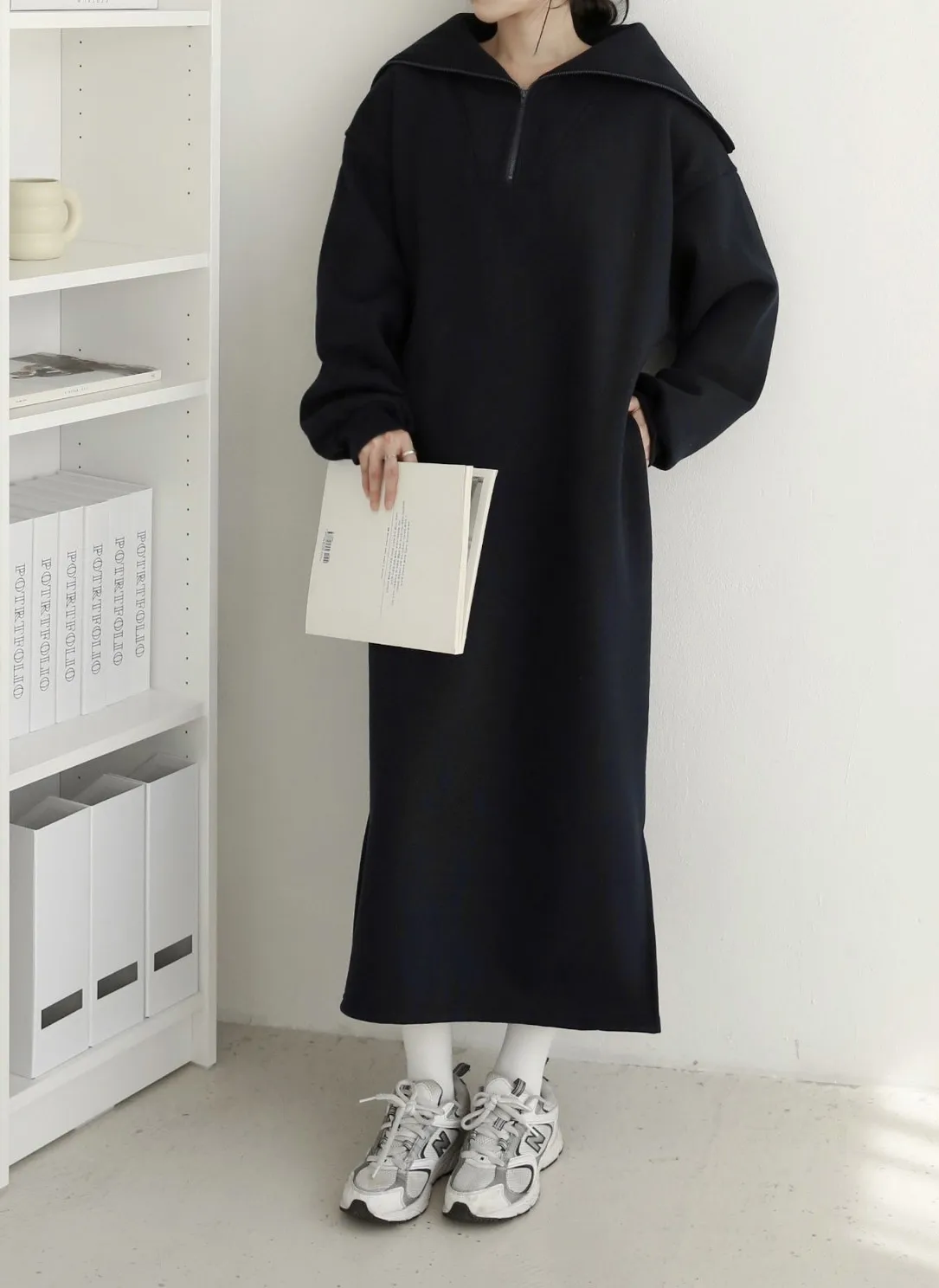 裏起毛ハーフジップセーラースウェットワンピース | 詳細画像1