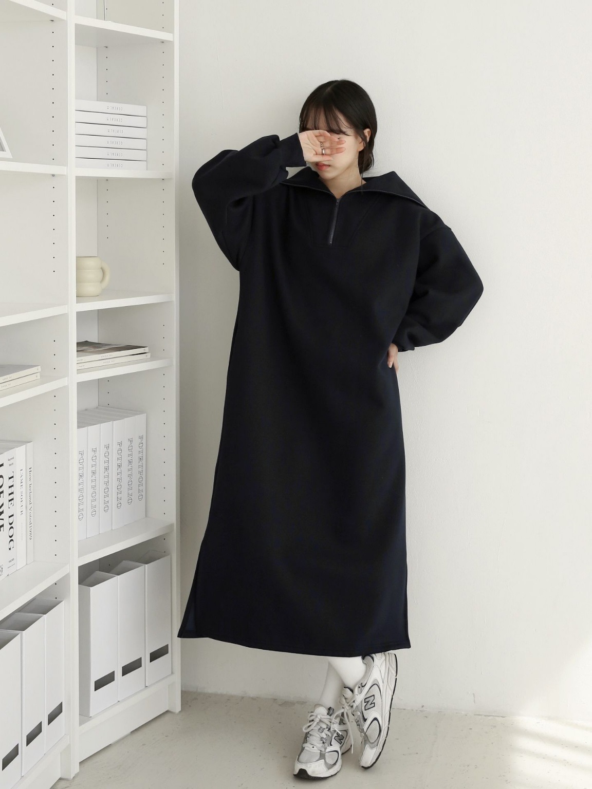 裏起毛ハーフジップセーラースウェットワンピース | 詳細画像3