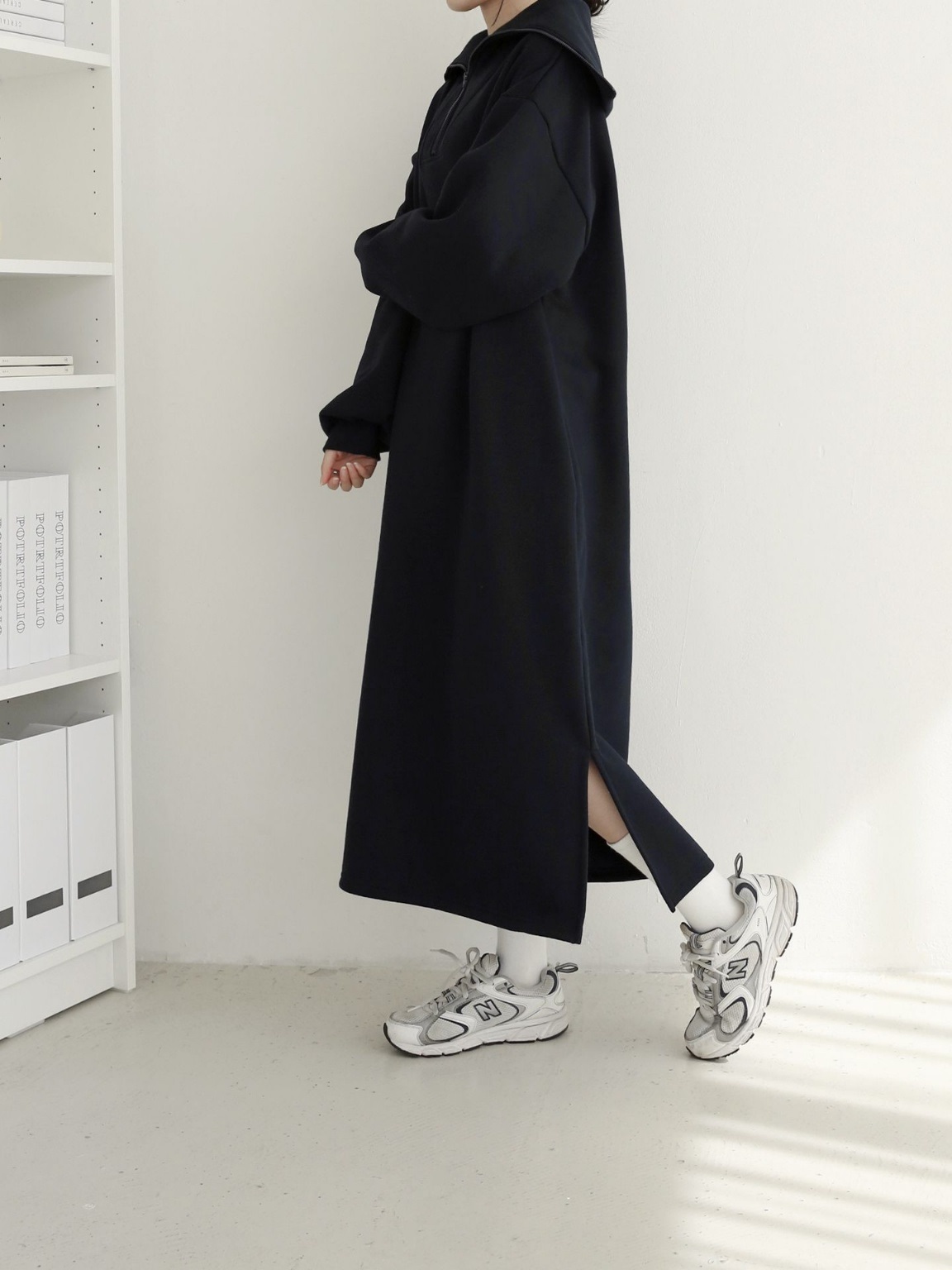 裏起毛ハーフジップセーラースウェットワンピース | 詳細画像4