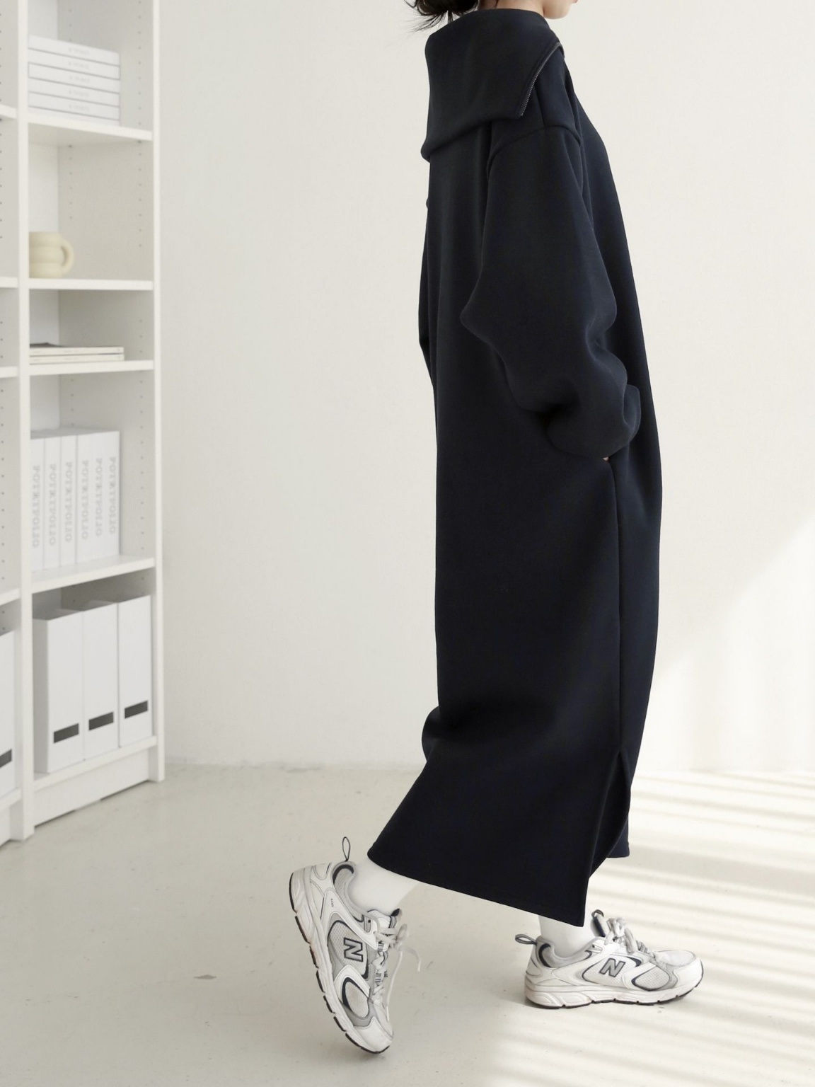 裏起毛ハーフジップセーラースウェットワンピース | 詳細画像5