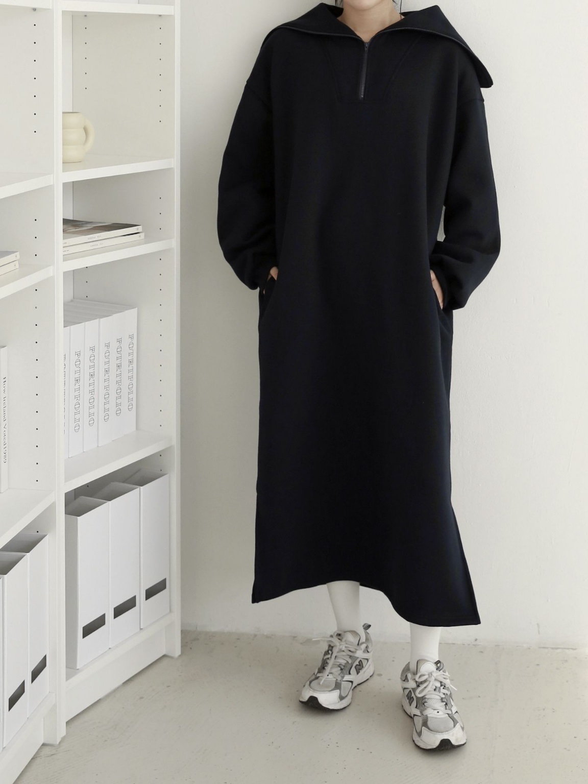 裏起毛ハーフジップセーラースウェットワンピース | 詳細画像11