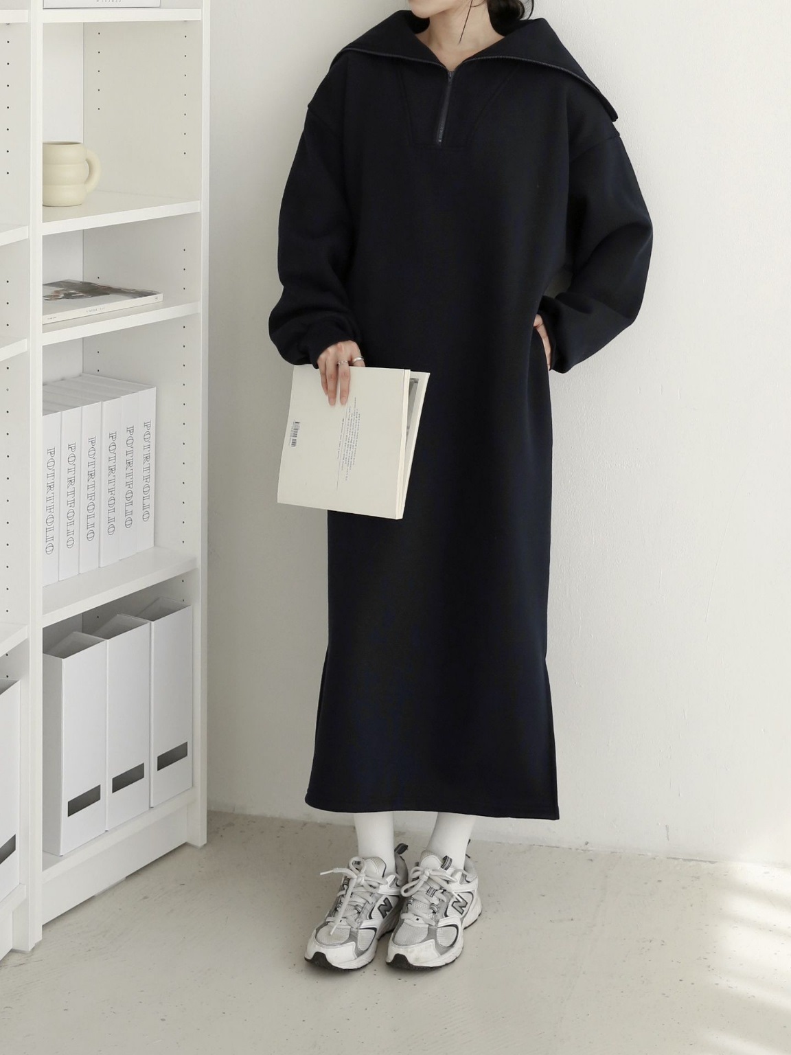 裏起毛ハーフジップセーラースウェットワンピース | 詳細画像12