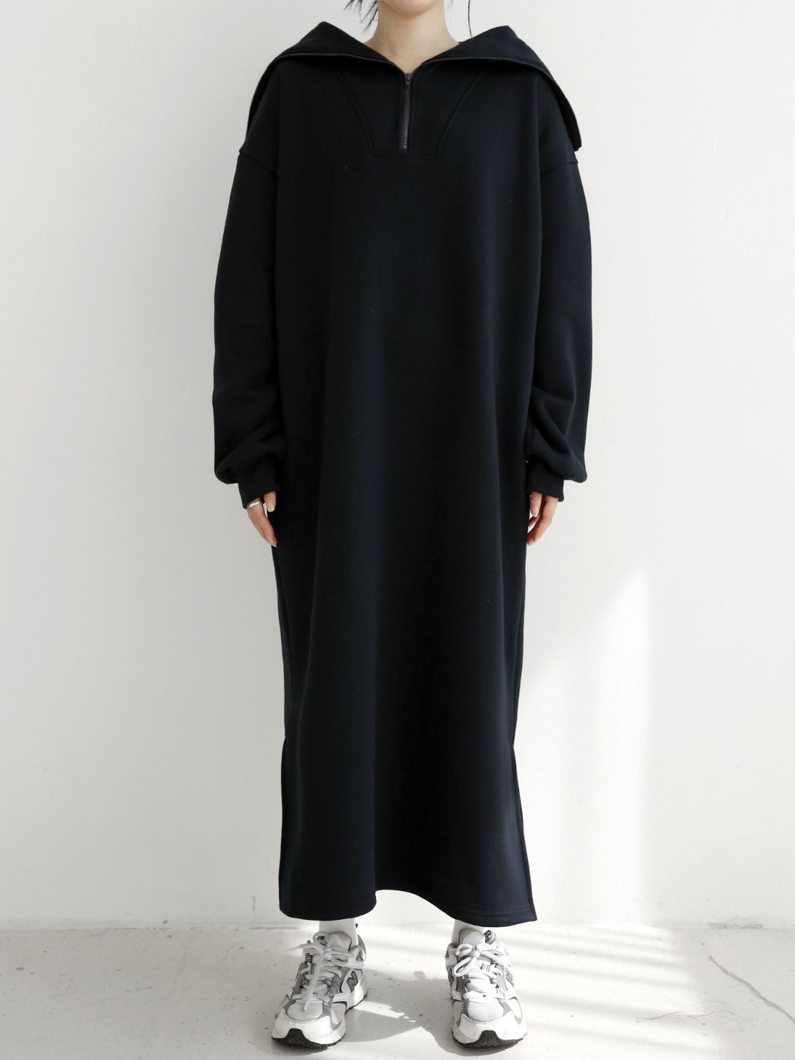 裏起毛ハーフジップセーラースウェットワンピース | 詳細画像15