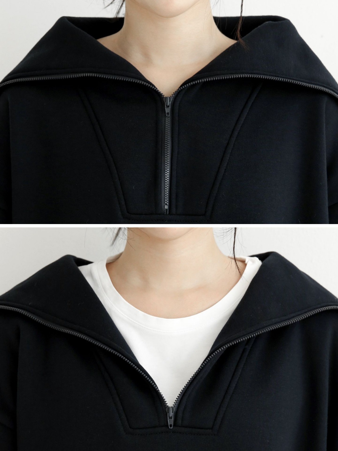 裏起毛ハーフジップセーラースウェットワンピース | 詳細画像18