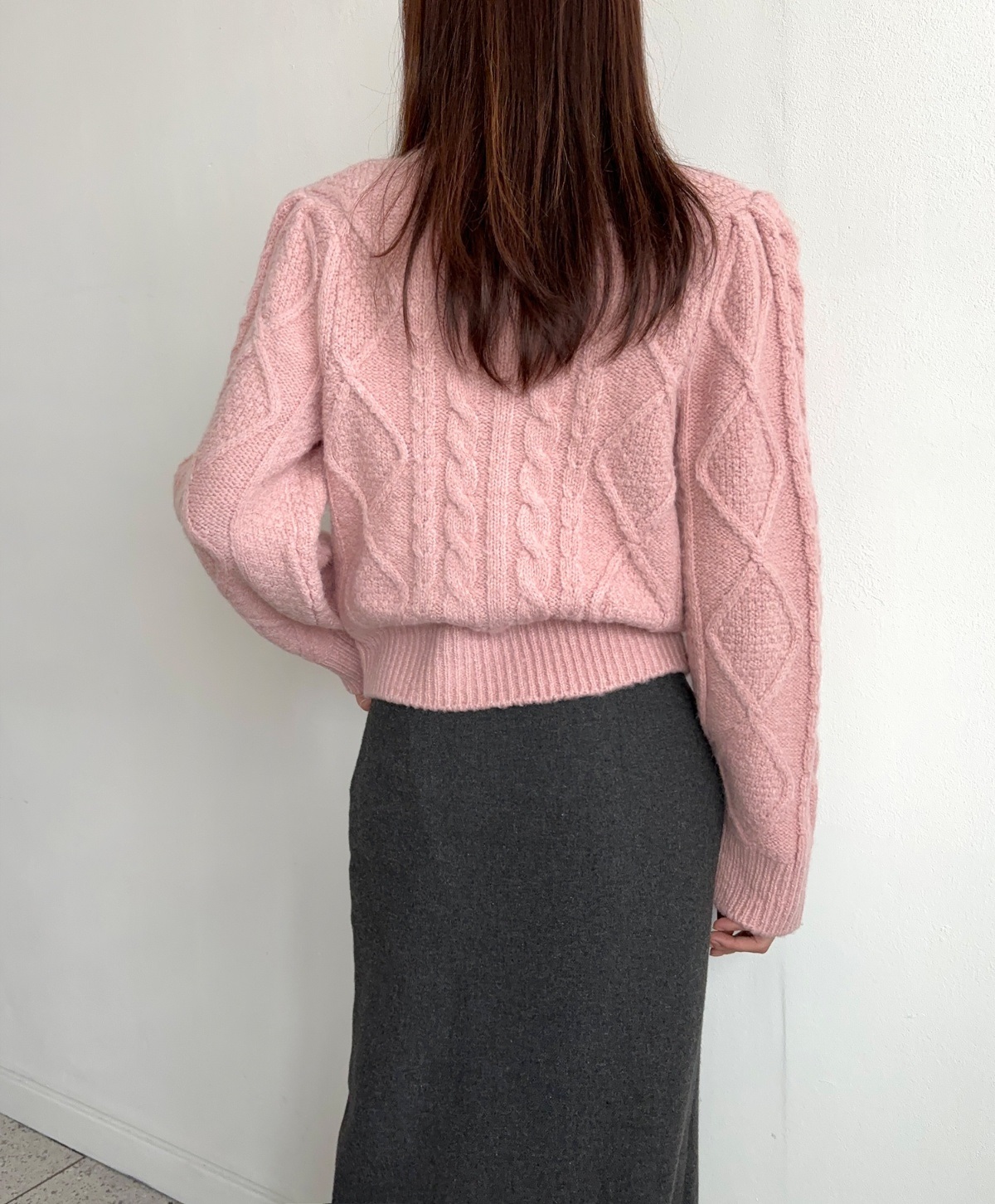 モヘア混キュービックケーブルパフカーディガン | 詳細画像5