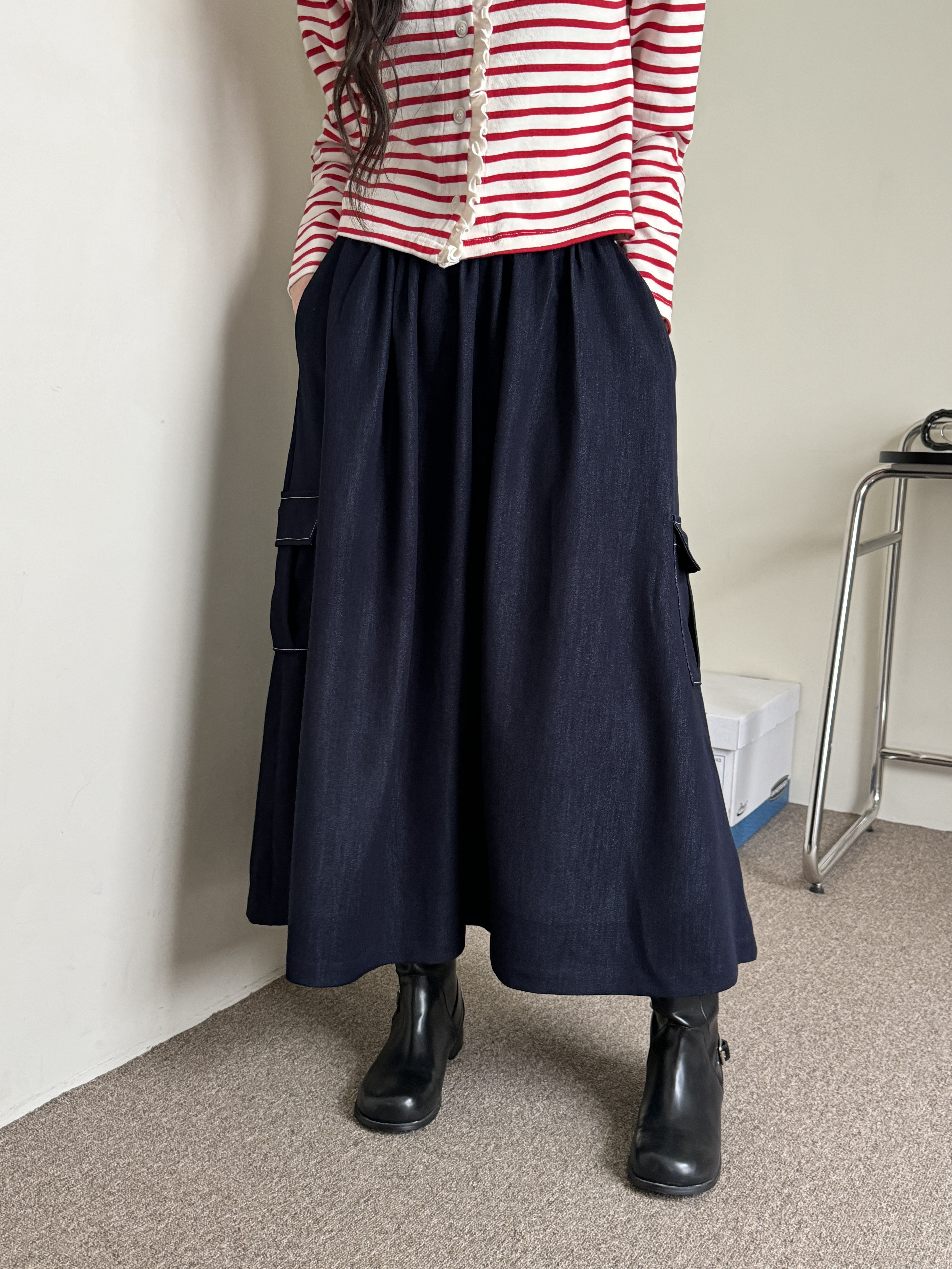 カーゴフレアロングデニムスカート | 詳細画像4