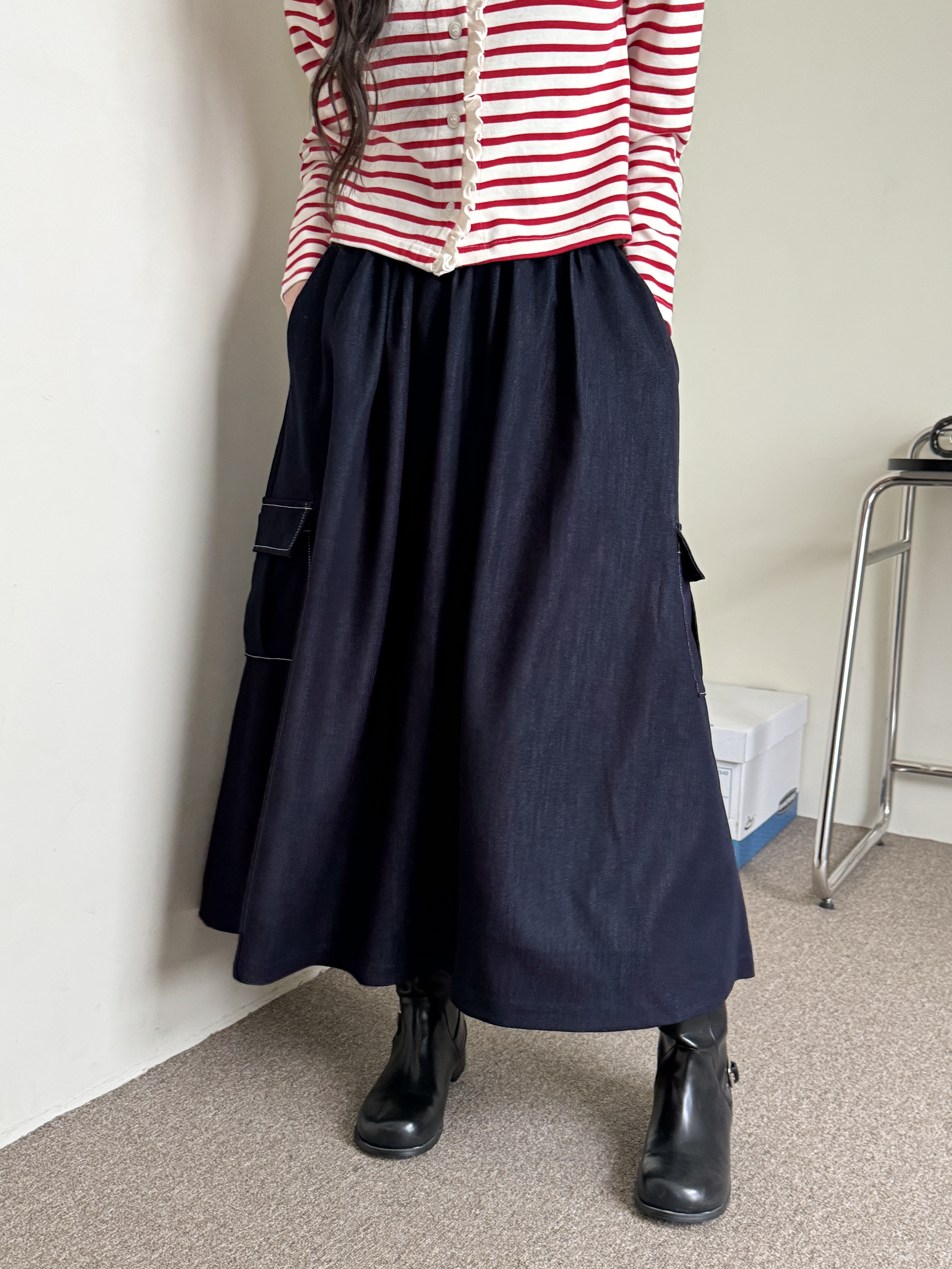 カーゴフレアロングデニムスカート | 詳細画像15