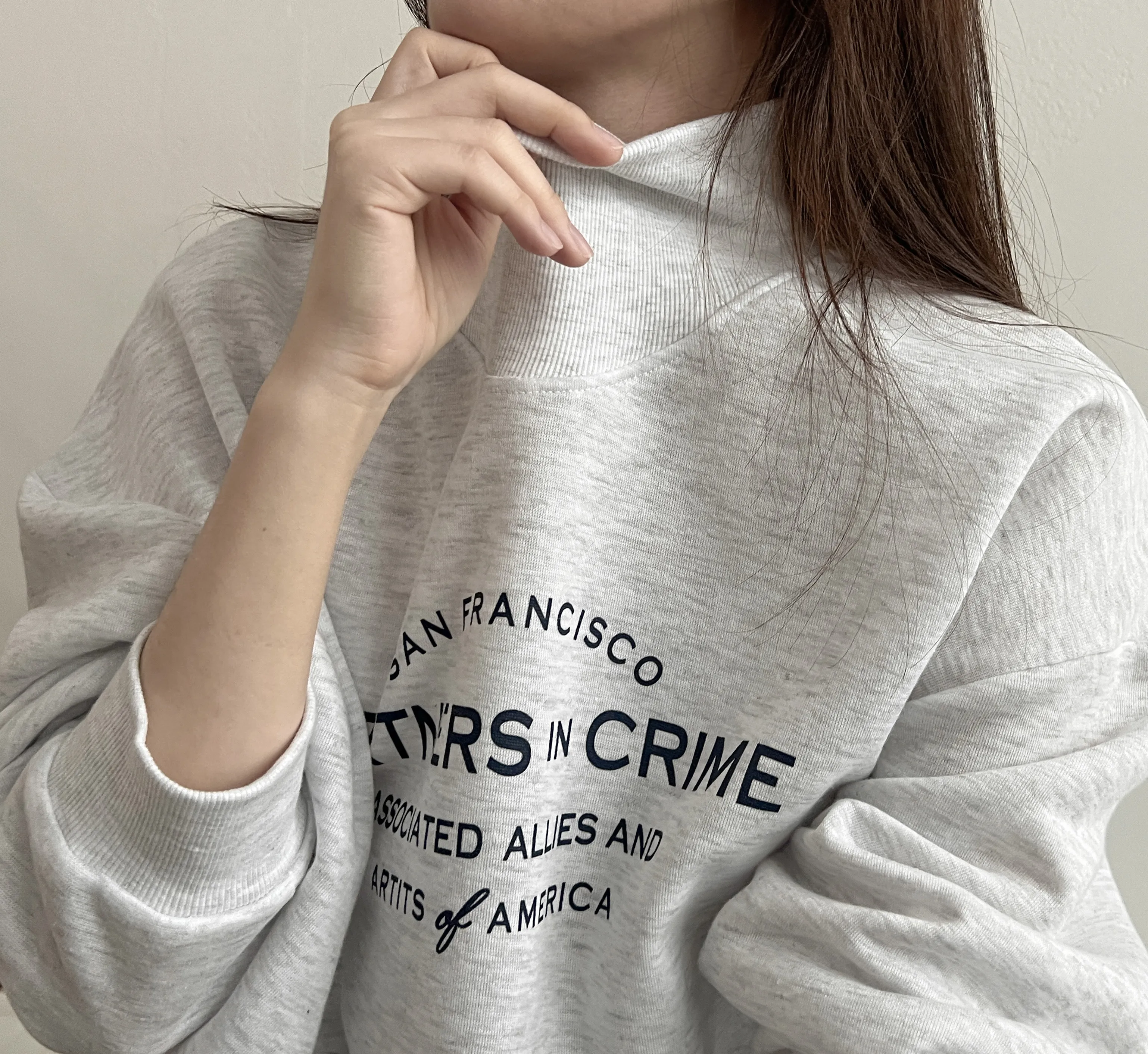 裏起毛ハイネックCRIMEレタリングスウェット | 詳細画像1