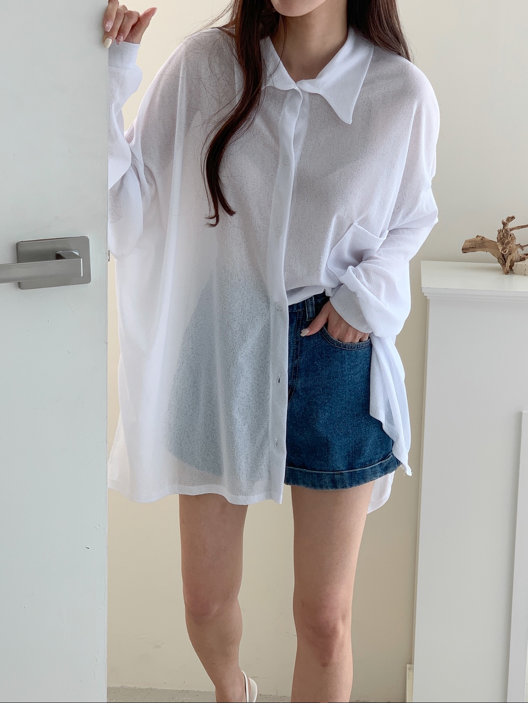 ワンポケットアンバランスシースルーシャツ | 詳細画像6