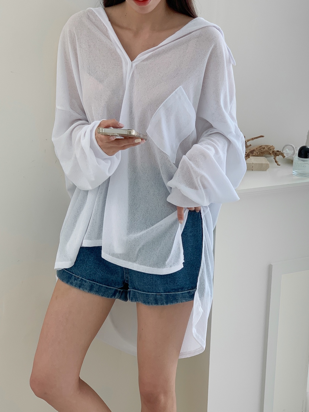 ワンポケットアンバランスシースルーシャツ | 詳細画像10