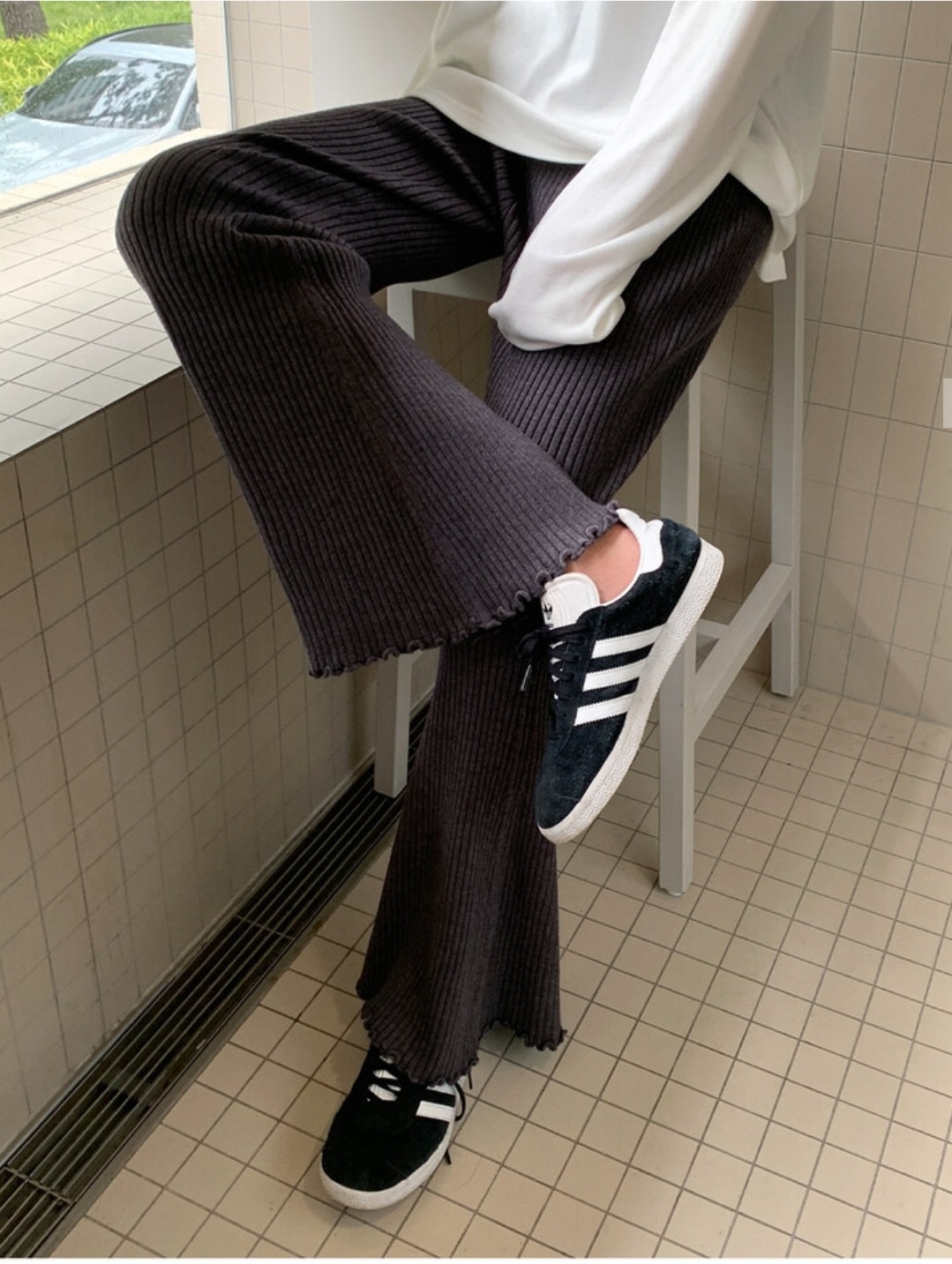 ドロストフレアメロウリブニットパンツ | 詳細画像11
