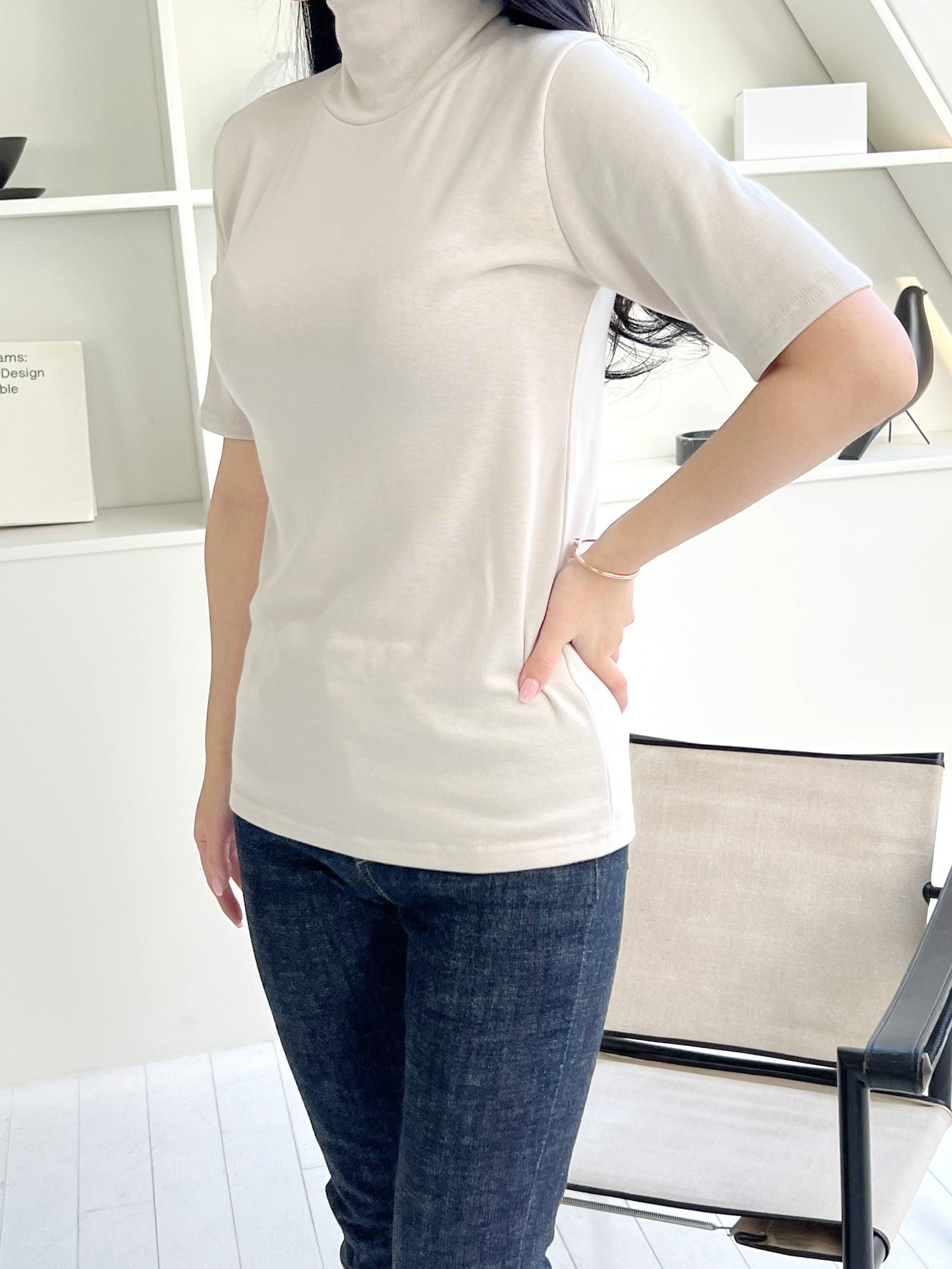 裏起毛ハイネック半袖Tシャツ | 詳細画像2