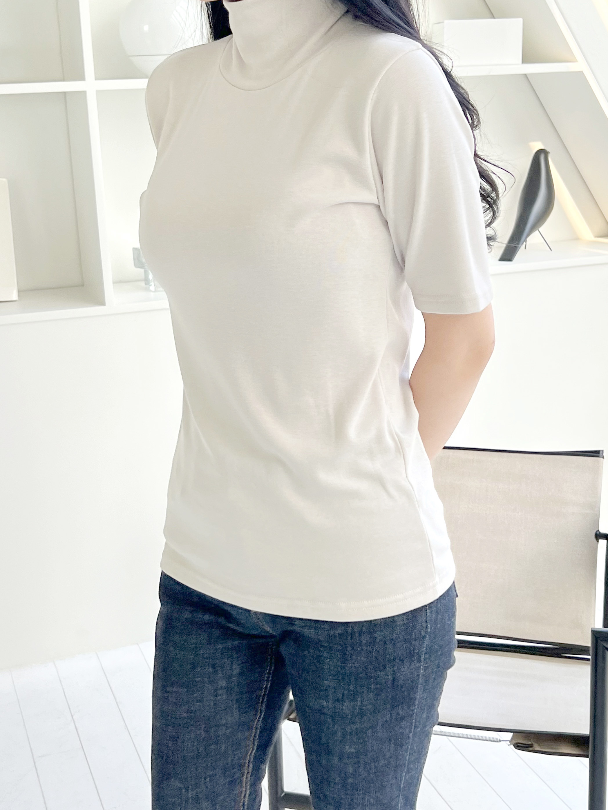 裏起毛ハイネック半袖Tシャツ | 詳細画像3