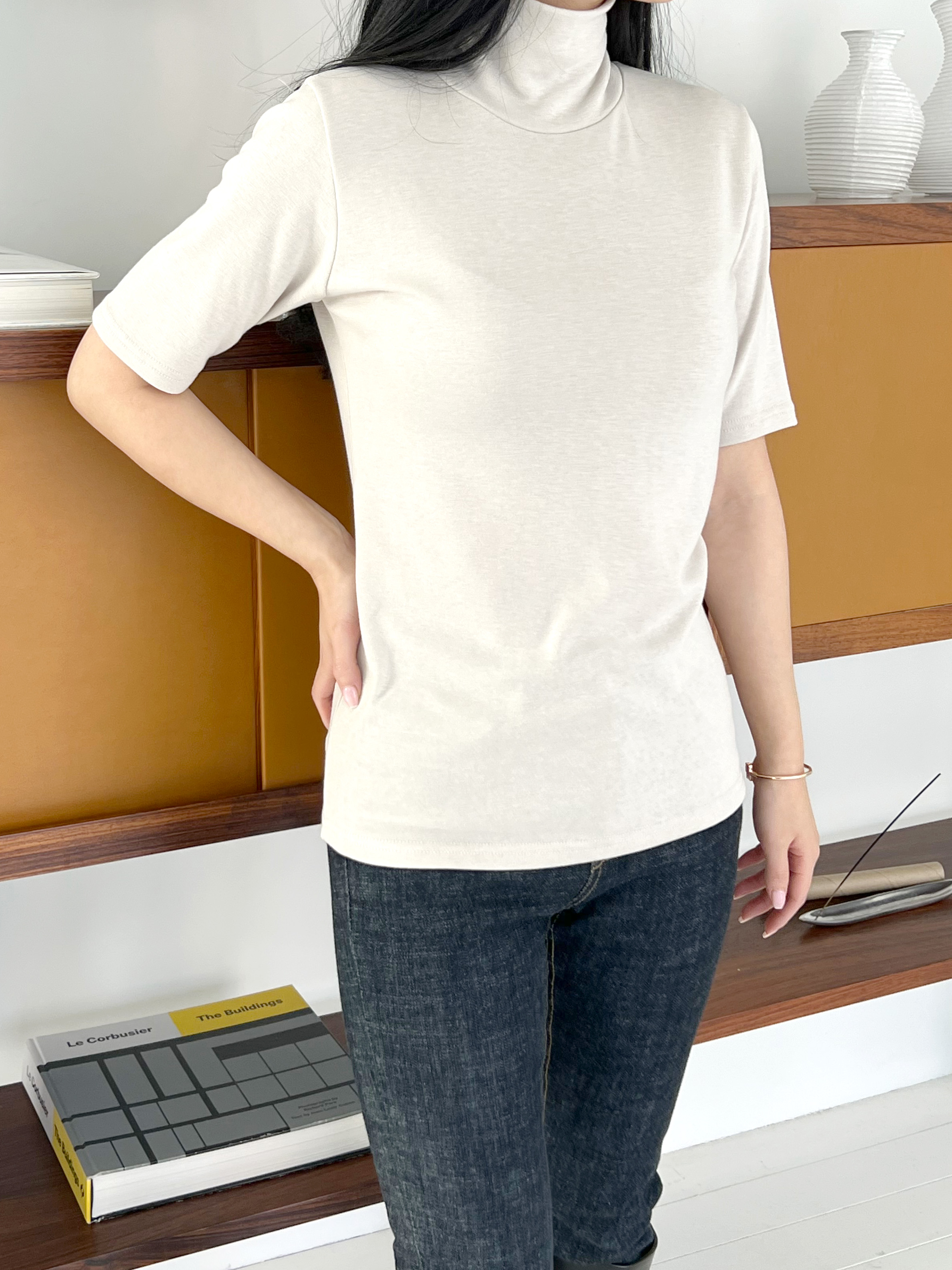 裏起毛ハイネック半袖Tシャツ | 詳細画像10