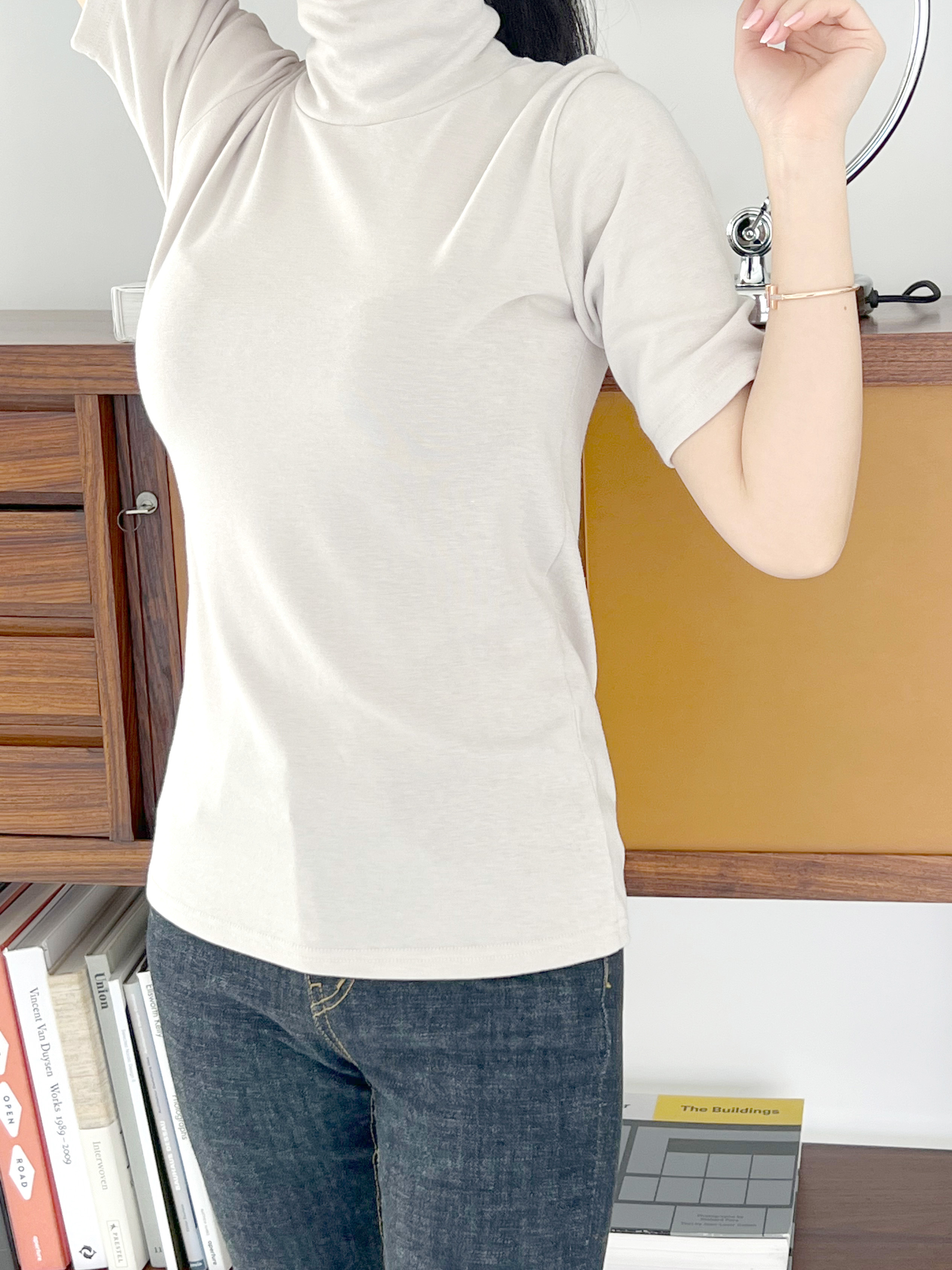 裏起毛ハイネック半袖Tシャツ | 詳細画像14