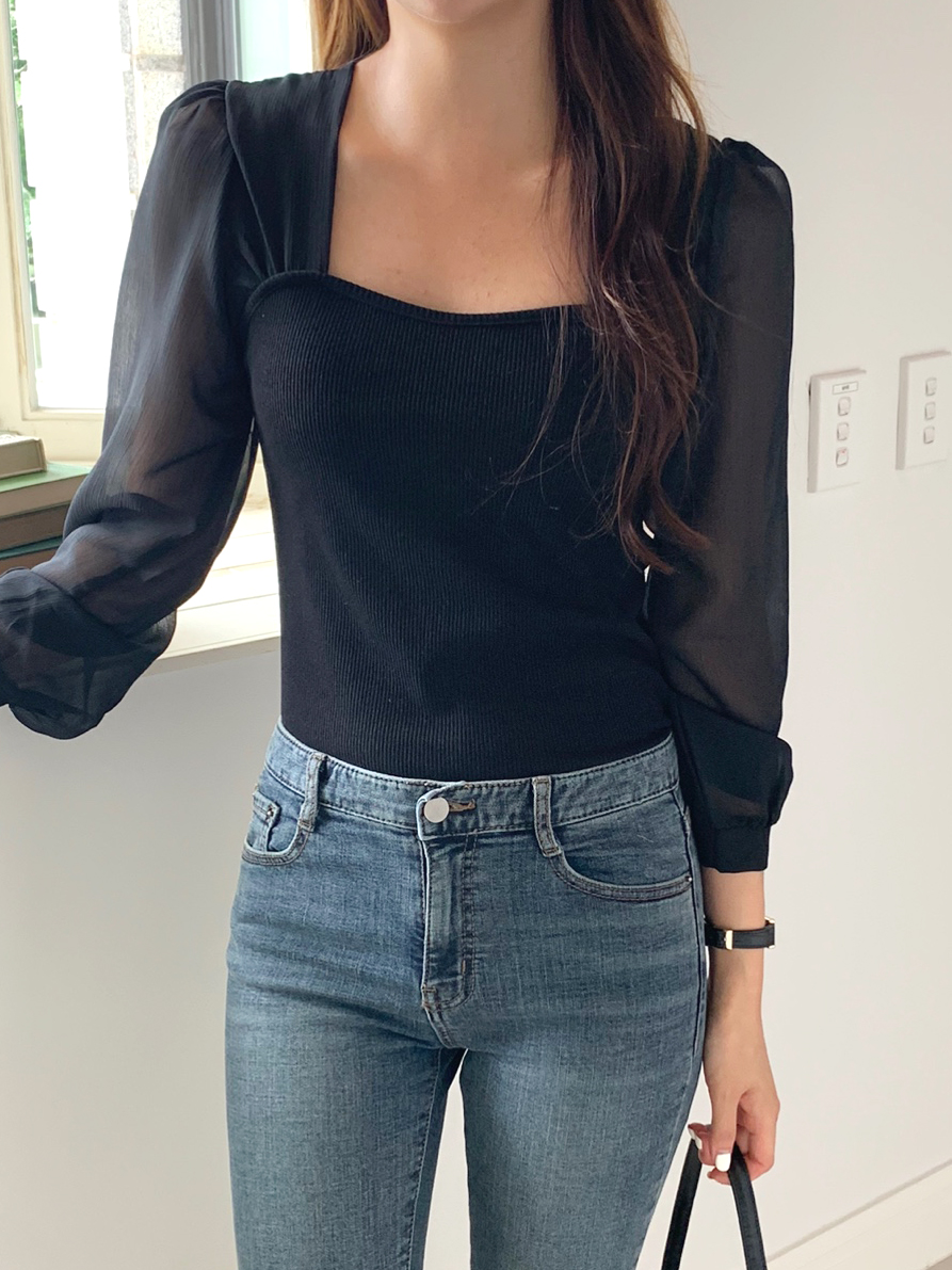 シフォンスリーブハートネックTシャツ | 詳細画像10