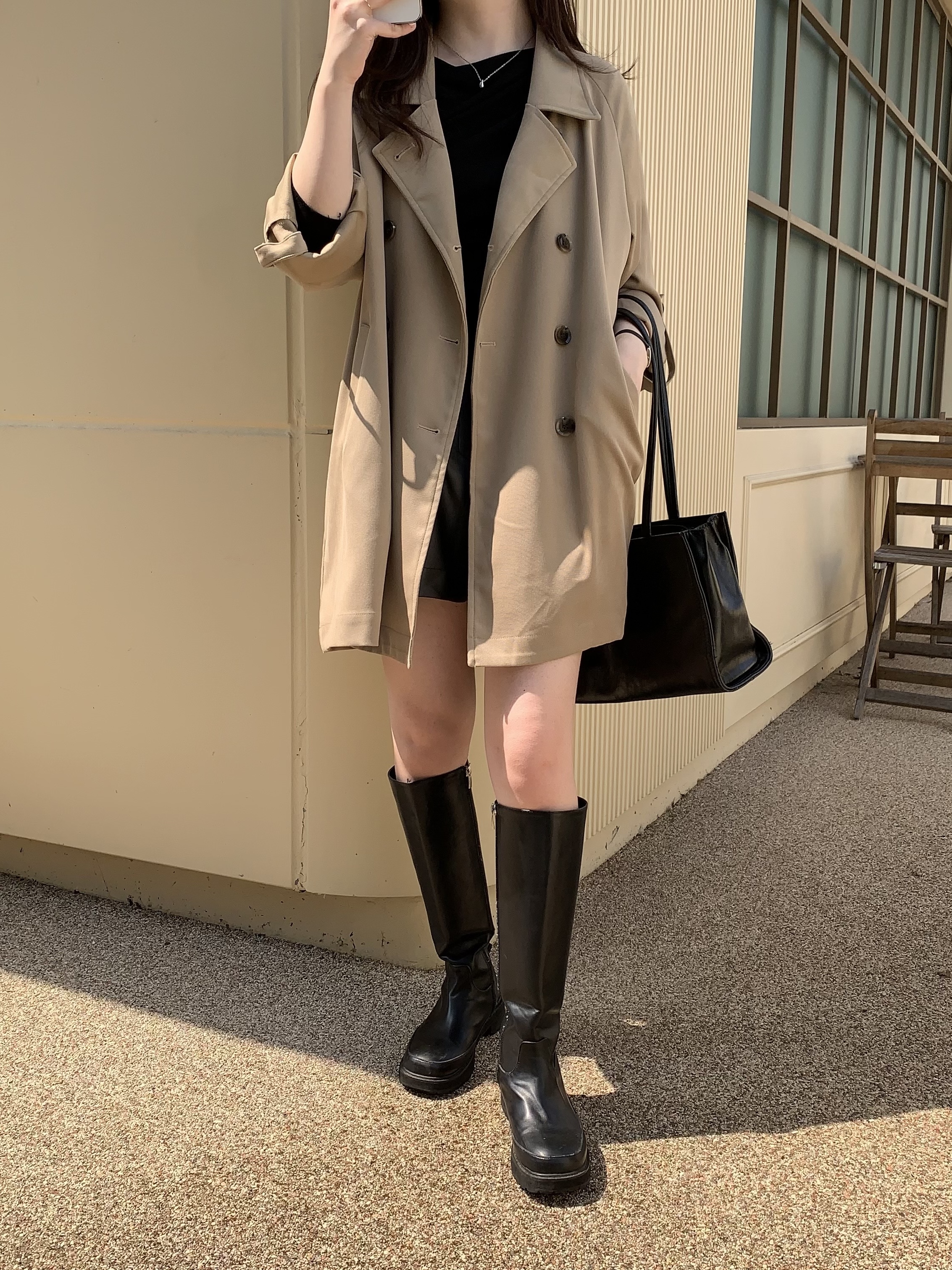 ストラップ付ダブルボタンミドルトレンチコート | 詳細画像3