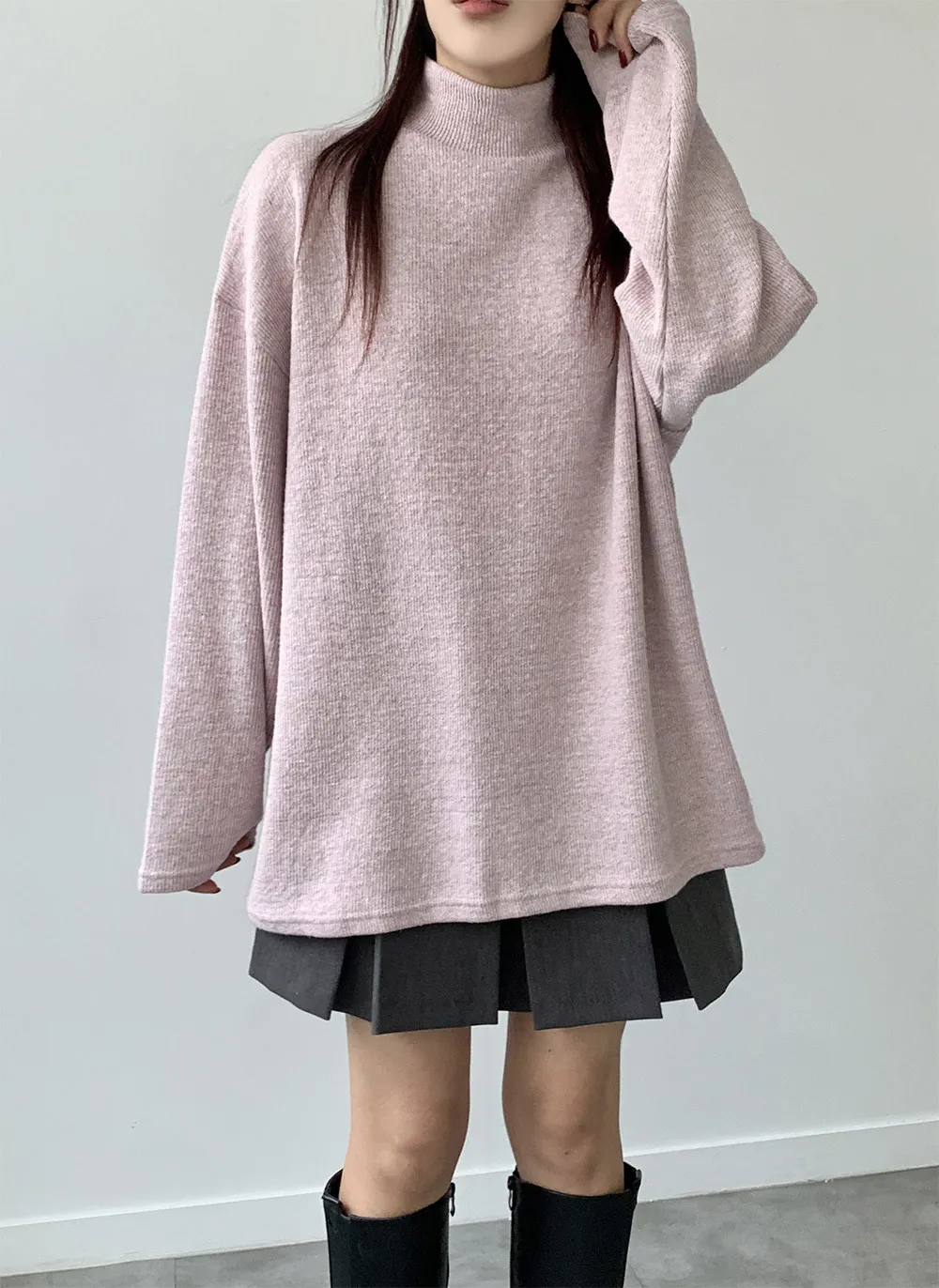 ハイネックソフトルーズリブTシャツ | 詳細画像1