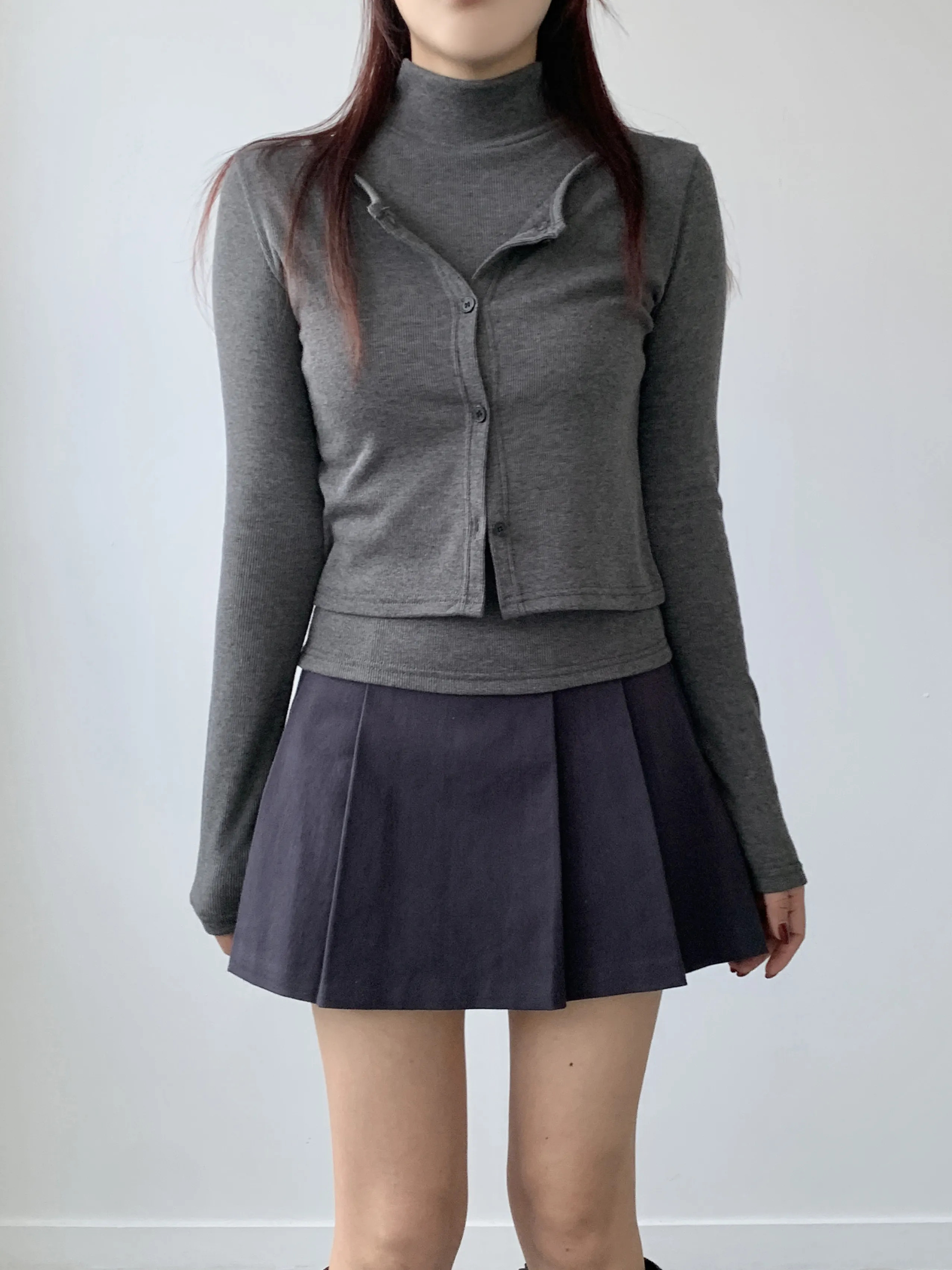 裏起毛ハイネックノースリーブ&カーディガンSET | 詳細画像1