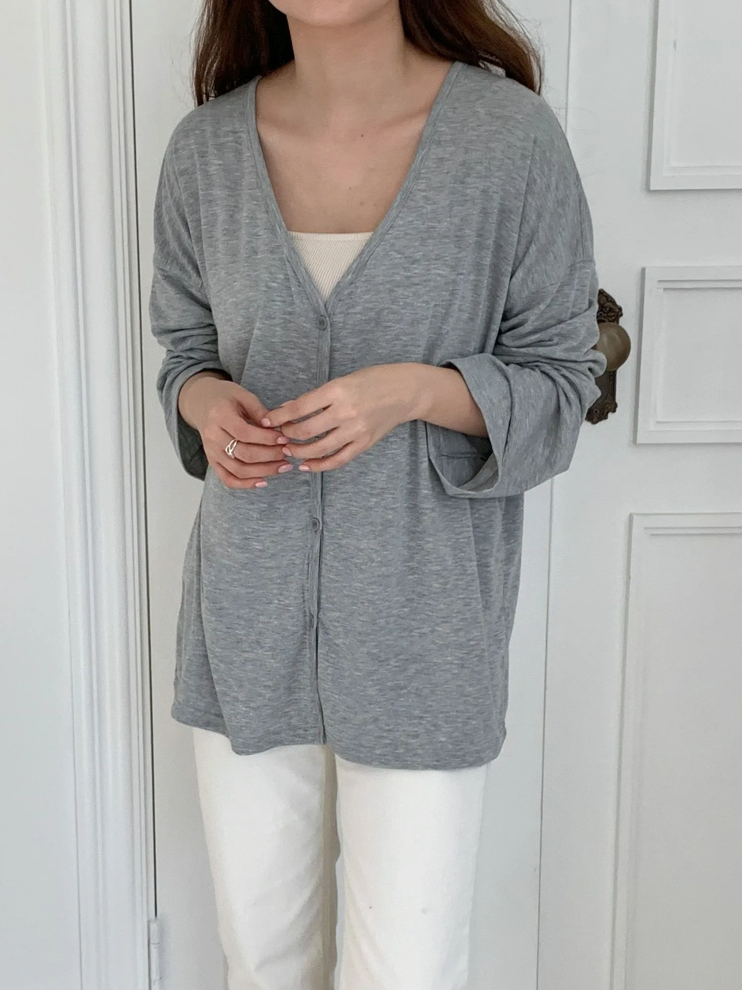 Vネックルーズカーディガン | 詳細画像1